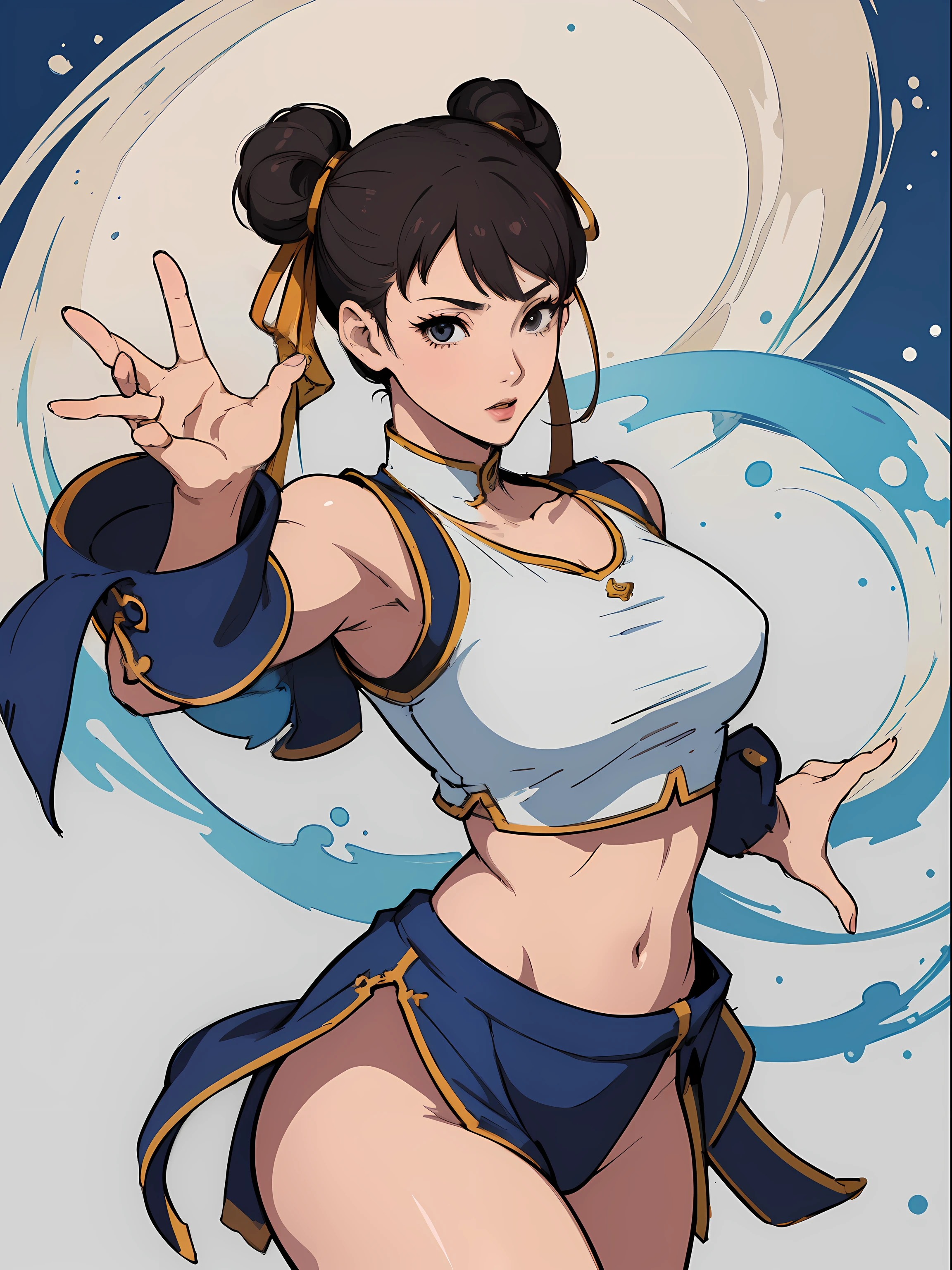 (masterpiece, top quality, best quality, official art, beautiful and aesthetic:1.2), (1girl:1.4), extreme detailed, chun li, sexy, full body, sexy pose, almost nude