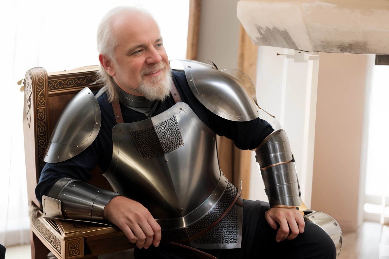 wearing medieval armor