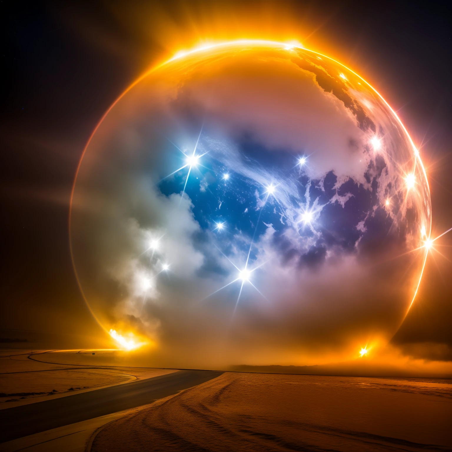 Close no rosto de um anjo enquanto ele chora e estrelas cadentes coloridas caem do ceu, ambiente trevoso, ceu escuro, apocalipse, cenario perfeito, iluminacao perfeita, obra-prima, fotografia profissional, 8k, ray traycing