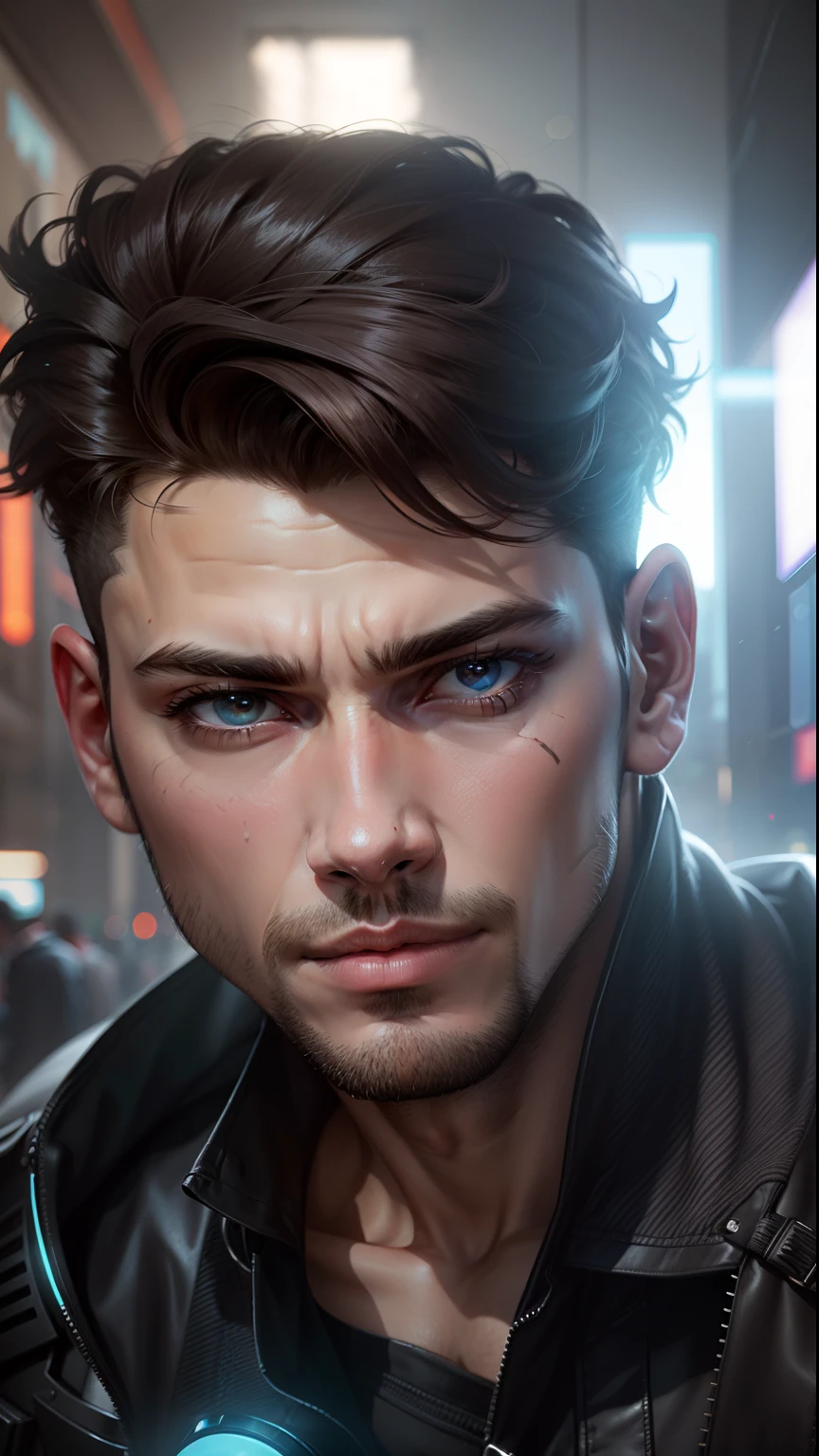 Change background cyberpunk handsome boy, realistic face,8k ultra realistic ,