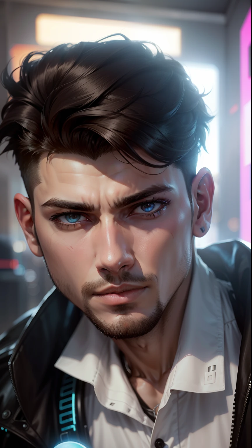 Change background cyberpunk handsome boy, realistic face,8k ultra realistic ,