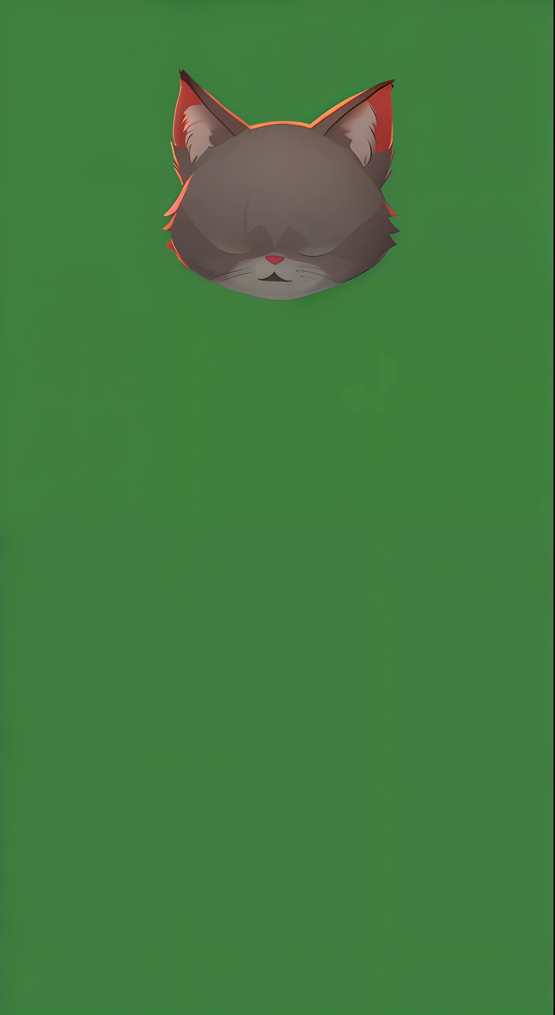 There is a cat with a red nose and a green background, Background Story(solid), fundo do telefone, fundo do iphone, sem linha, fundo de tela verde, sem texto, papel de parede do telefone, tema colorido verde, tela verde, reduziu muito, Criado no Adobe Illustrator, Banner do tema do gato, papel de parede do iphone, vista(corpo inteiro + reduzido), solid background