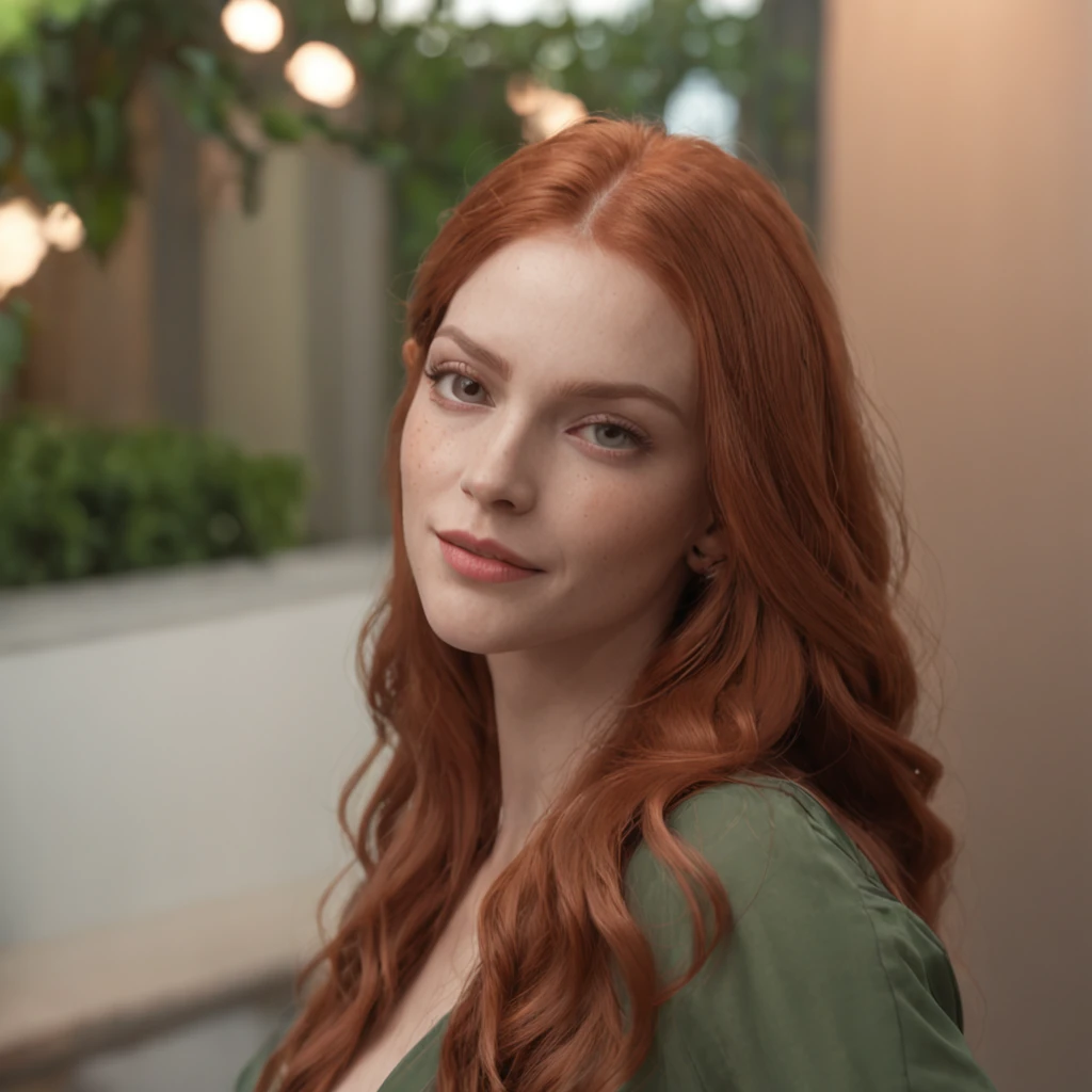 (Professional 3D rendering:1.3) de (Realistic:1.3) foto de arte mais bonita do mundo，mulher ruiva na cafeteria, (( epic fantasy elegant woman universe movies riverdale netflix, long red hair pale ginger clothes moss green and black )), corpo inteiro 8k unidade render, sol refletindo vidro da janela, poros da pele, very dark lighting, sombreamento, circunstanciado, rosto detalhado, (Vibrando, fotografia realista, Realistic, Dramatic, Escuro, foco nítido, 8k), (Roupas de couro elegantes bege :1.4), ((((Use peles)))), (intrincado:1.4), decadente, (altamente detalhado:1.4), Pintura digital, rendering by octane, art stations, conceito-arte, liso, foco nítido, illustration, germe da arte, (Loish:0.23), Coffee on a table, manha tranquila anos 50, (global ilumination, studiolight, light volumetric), chuva forte, particles floating in light , patife, fantasia, Nosso, Corpo inteiroesbiano, ((Fundo escuro e antigo da cidade:1.3)),Art Etações