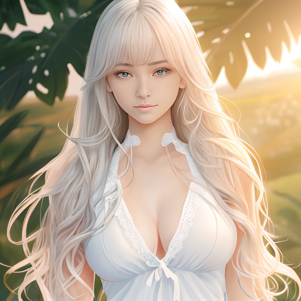 (hyperrealistic), (illustration), (high resolution), (8K), (extremely detailed), (best illustration), (beautiful detailed eyes), (best quality), (ultra-detailed), (masterpiece), (wallpaper), (detailed face), solo 1 girl, white wavy hair, korean, heterochromic eyes, small moles under the eyes, loose white shirt, yoga pants, big breasts, long legs, tight abs, camel toes, dynamic pose --auto