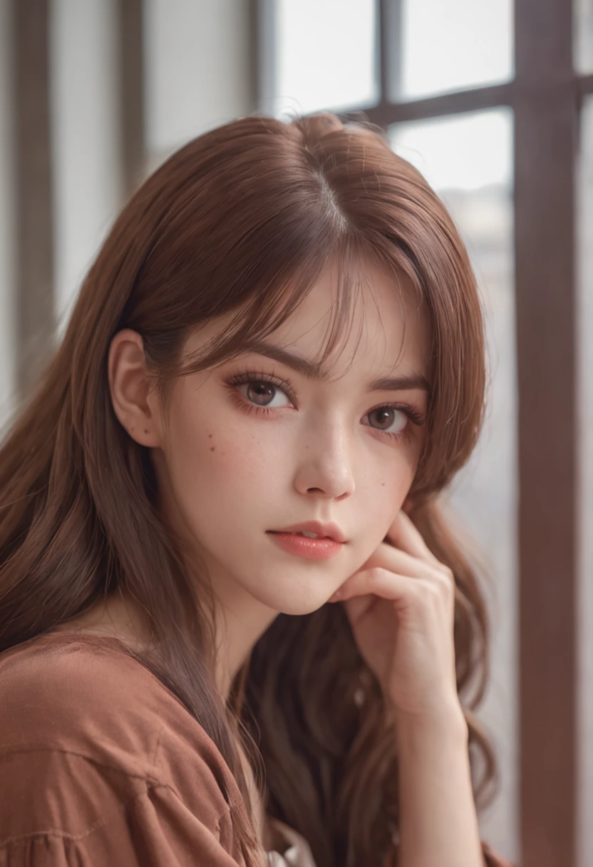 Anime girl with long brown hair at the camera, 8 0 s anime vibe, 8 0 s anime art style, in the art style of 8 0 s anime, 9 0 s anime aesthetic, retro anime girl, 1980's anime style, 9 0 s anime art style, 8 0 s anime style, an retro anime image，maximum quality，8K, hippie, long elephant pants, big hoodie