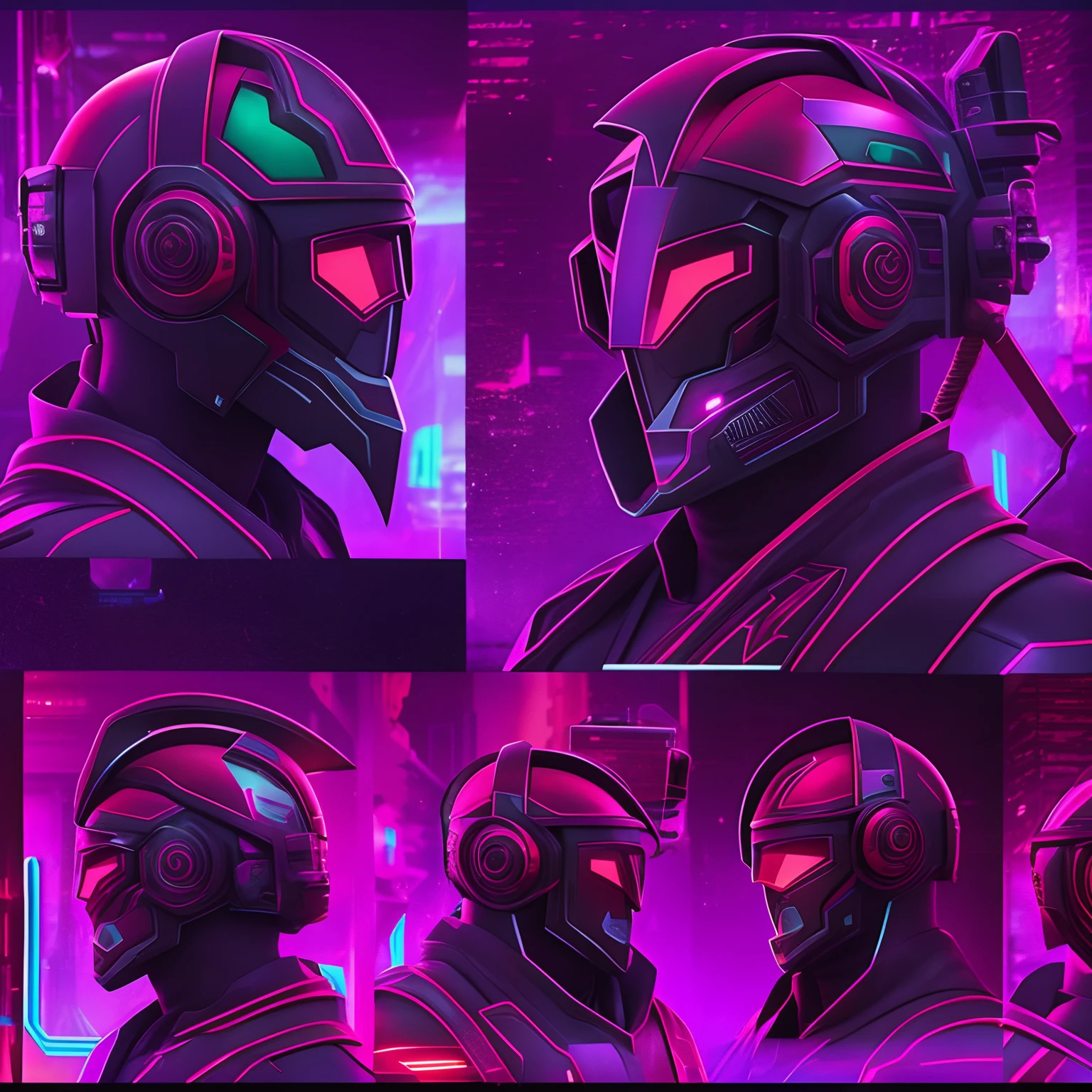 Helmet of a cyberpunk style villain,com algumas luzes vermelhas,e detalhes futuristas,in a cyberneon scenario,4k,com sombra e cores vivas, evil representation and HD image with good quality
