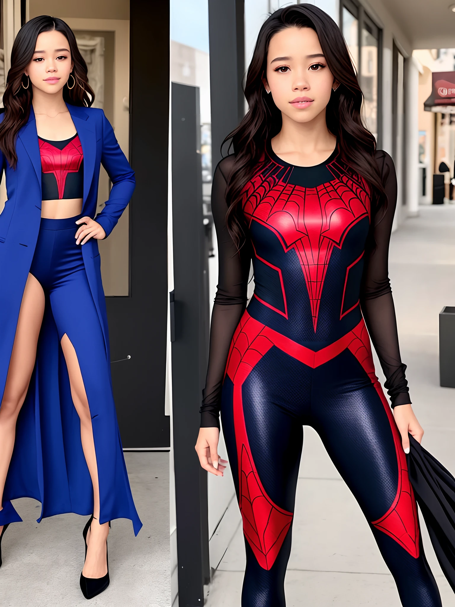Jenna ortega usando a roupa do homem aranha