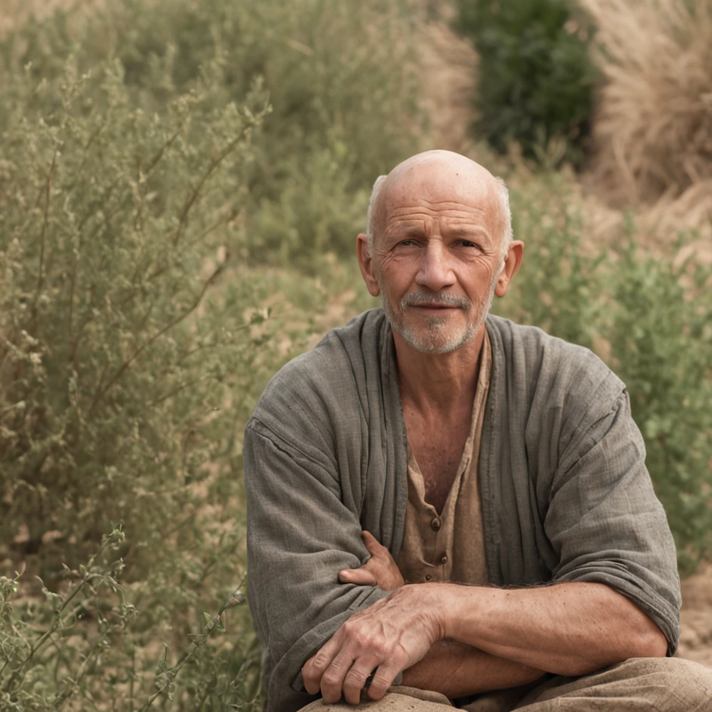 (Professional 3D rendering:1.3) de (Realistic:1.3) , The prodigal son, a biblical character, is described as a young man with a robust appearance, dark hair and a trim beard, typical of the inhabitants of the Middle East at the time. He wears simple clothes of linen or wool, with worn leather sandals, reflecting the rural dress style of the region. The backdrop is a thriving farm with rolling wheat fields, olive trees and a stone barn. The story takes place during a period when country life was marked by hard work, family traditions and the search for a better life in the city.