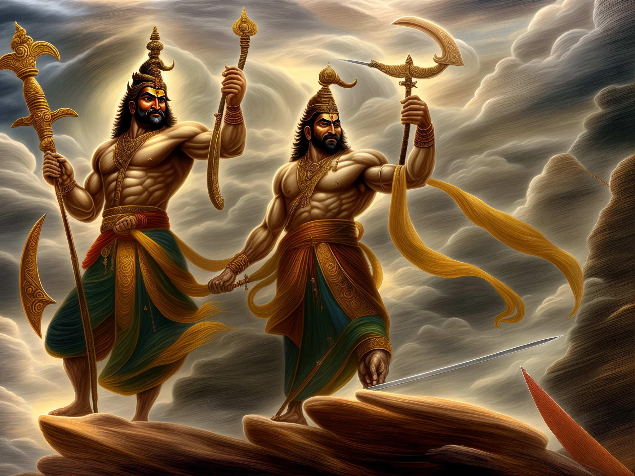 a painting of a man with a bow and a sword on a rock, god shiva the destroyer, legendary god holding spear, from ramayan, mobile wallpaper, hd wallpaper, vishnu, indian god, inspired by Kailash Chandra Meher, wallpapers, holding his trident, lord shiva, amazing wallpaper, inspired by Ram Chandra Shukla, hindu god, shiva, trending wallpaper
