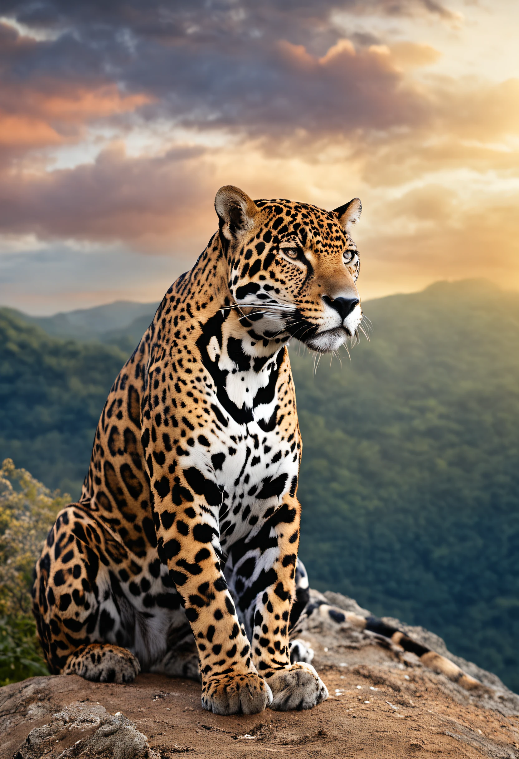 Um jaguar majestoso movendo-se furtivamente entre as folhagens.
