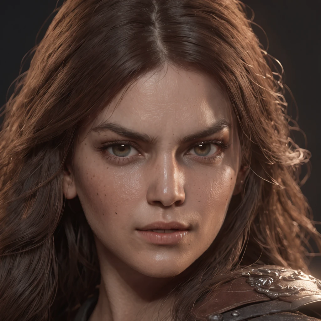 renaissance style, perfect composition, ((Extremely realistic)) ((Extremely detailed)) ((anatomically correct)) full body portrait of a (Cocky) ((tanned skin)) young 25-year-old (((wolf-woman))) with ((Wolf ears)) (((Thick brown sideburn whiskers))) ((visible fangs)) and (((angular diamond-shaped face))), (((unkempt medium-length shaggy brown hair))), wearing (((loose black tunic))), (Dynamic pose), black background, greg rutkowski, Robert Oxley, concept art, vfx, intricate, 8k resolution, hyperrealistic, full body shot, complex, textured, trending on /r/art, octane render, fantasy, medieval, very beautiful, hard lighting, epic, powerful, rule of thirds, -ar 16:9, -stylize 60000, -quality 5, high detail, chiaroscuro, atmospheric perspective, UHD, anatomically correct, 8k