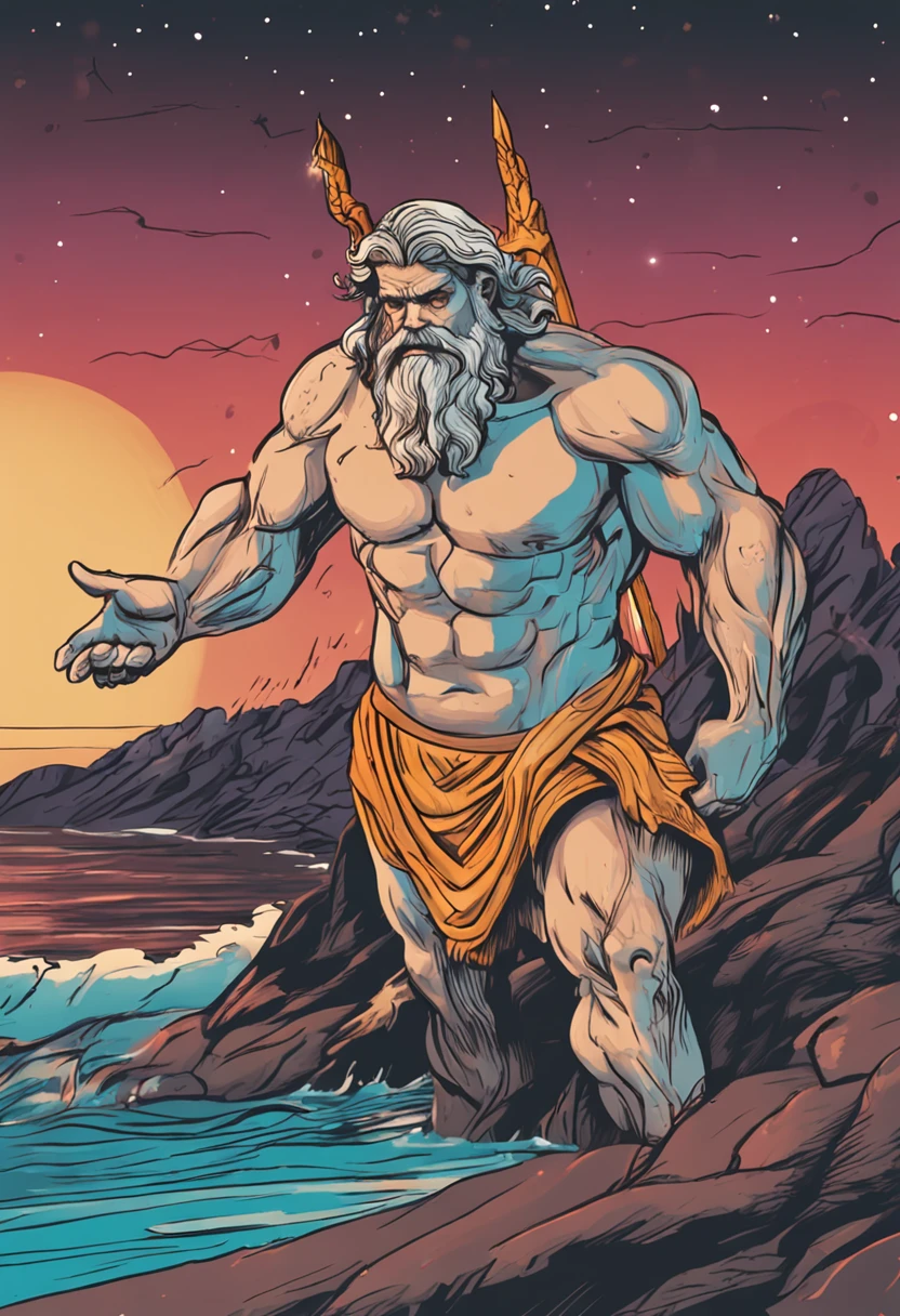crie uma pintura de Zeus mostrando seu poder