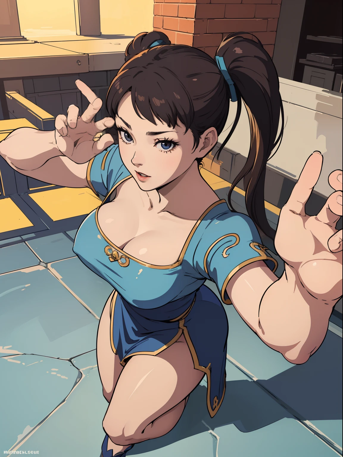 (masterpiece, top quality, best quality, official art, beautiful and aesthetic:1.2), (1girl:1.4), extreme detailed, chun li, sexy, full body, sexy pose, almost nude