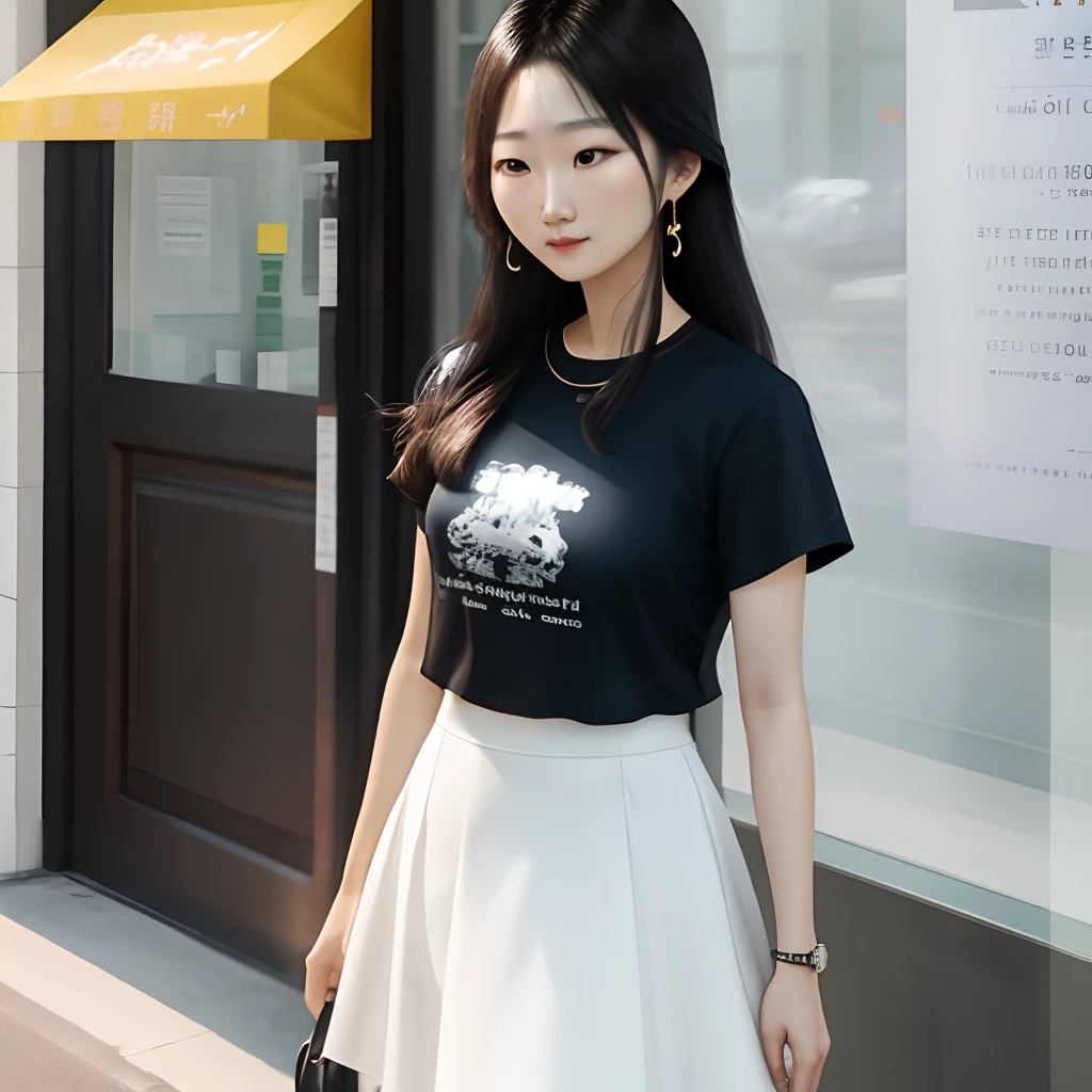 Ning Rongrong wore a short white silk skirt