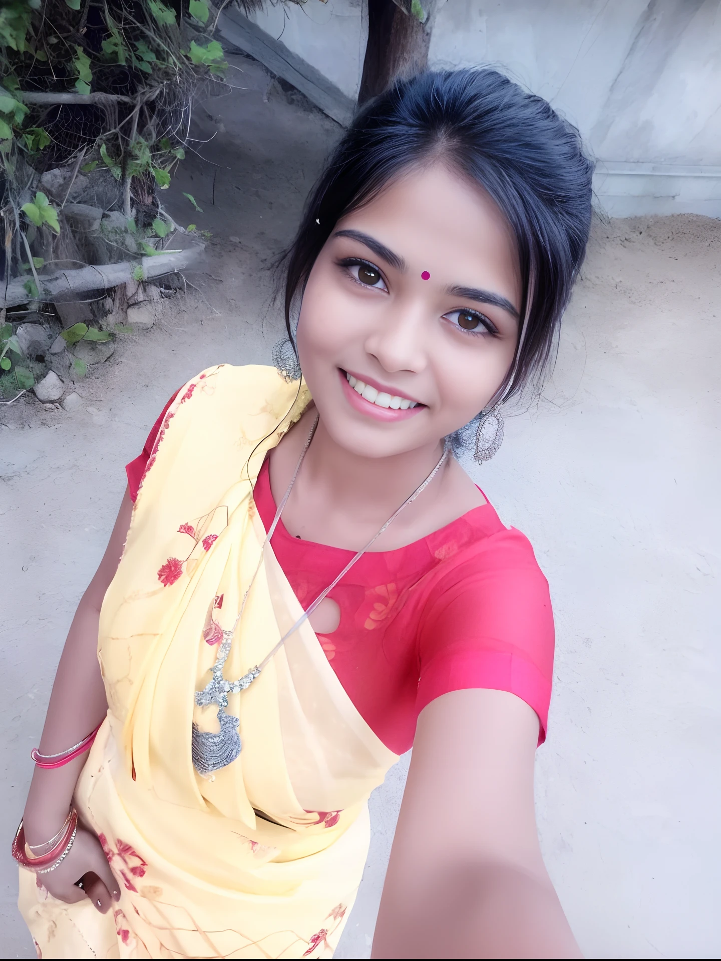 smiling woman in sari posing for a selfie with a camera, with a beautifull smile, indian, lovely smile, very beautiful girl, with lovely look, assamese, lovely woman, traditional beauty, friedly smile, very very beautiful woman, anmi, very beautiful enga style, devainart, indian girl with brown skin, beutifull