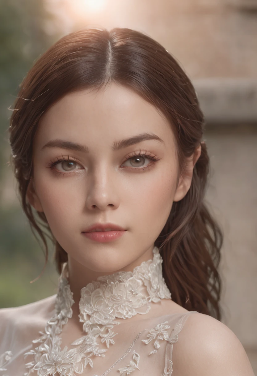 best quality,masterpiece,photorealistic,extremely detailed CG unity 8k wallpaper,1girl,suit,upper body,looking at the viewer,outdoors,