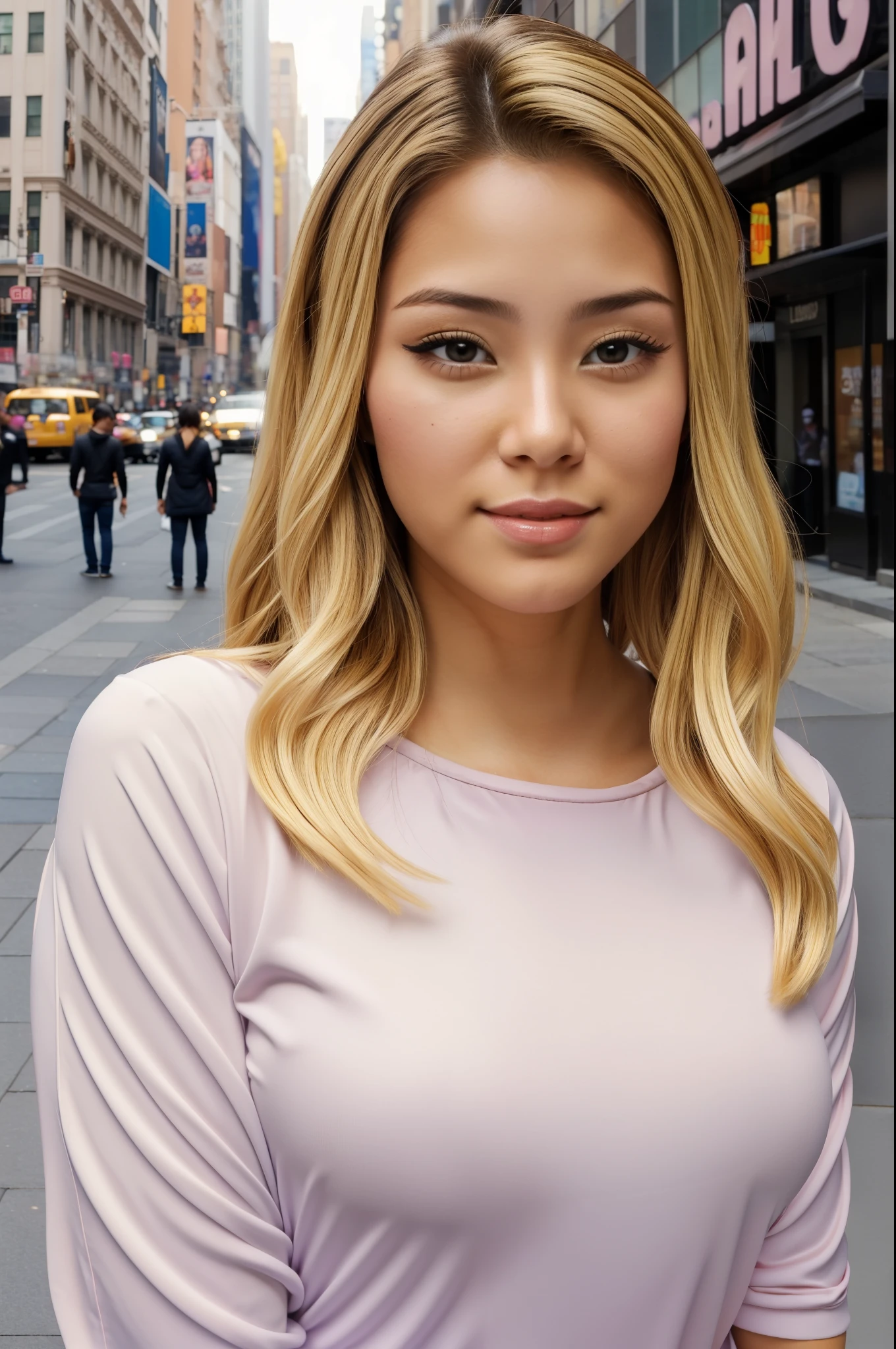 (La mejor calidad) (obra maestra ) Cara perfecta. kawaii & Siniestra princesa belleza joven en la ciudad de Nueva York. Blonde hair