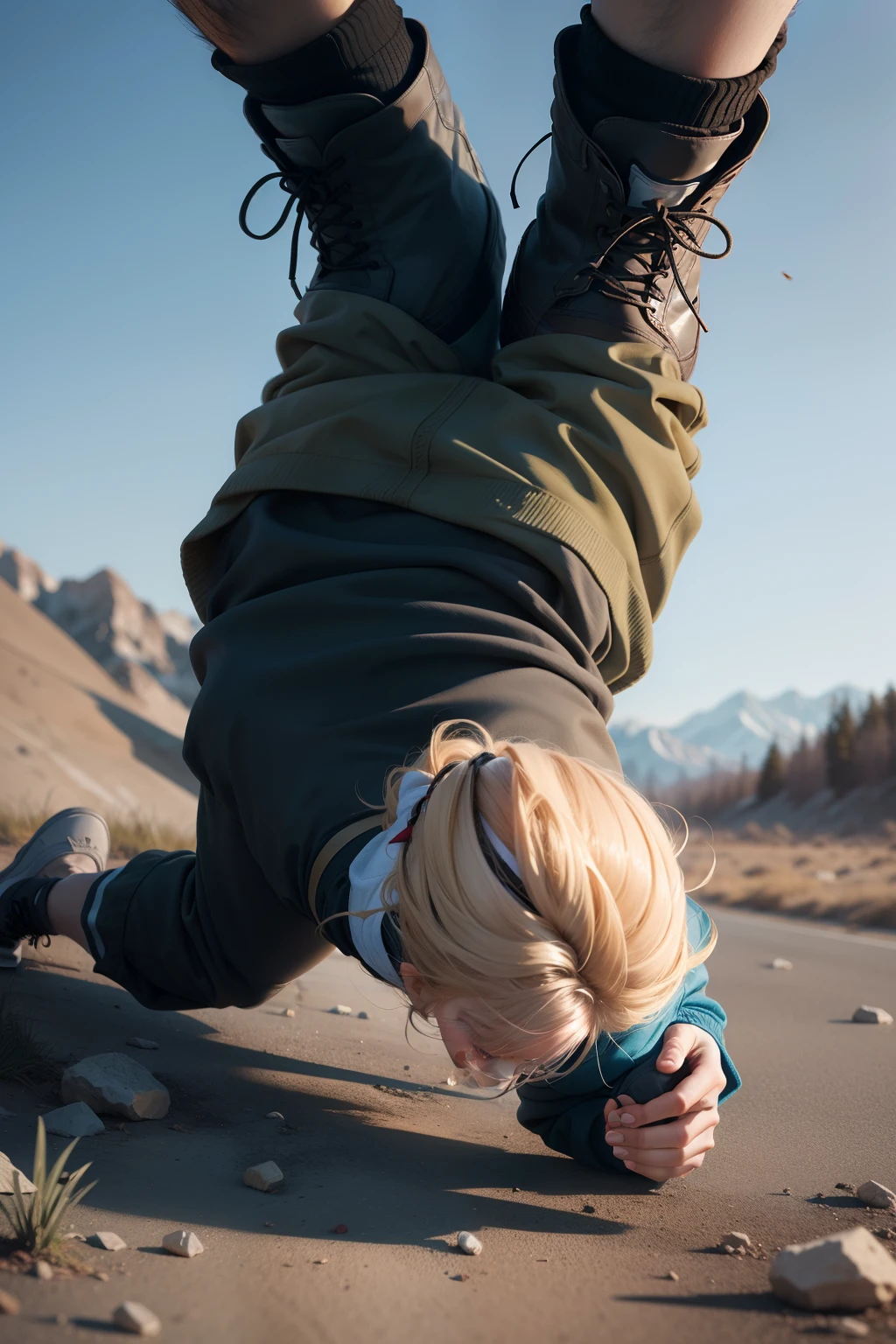 a person getting up after a fall