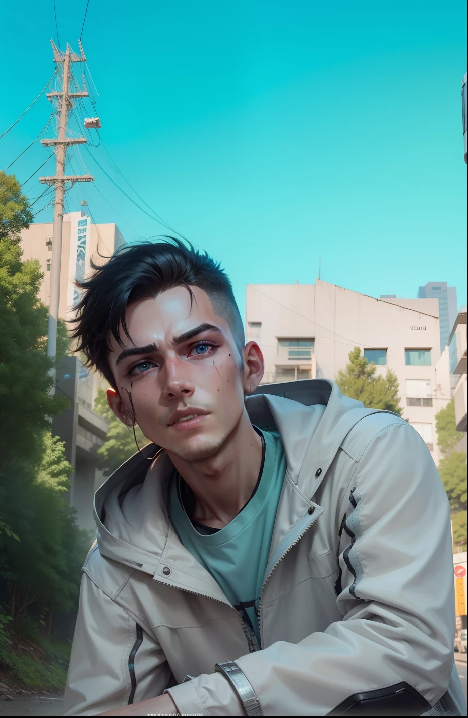 Cyberpunk, realistic face, change backgrounds, boy, handsome