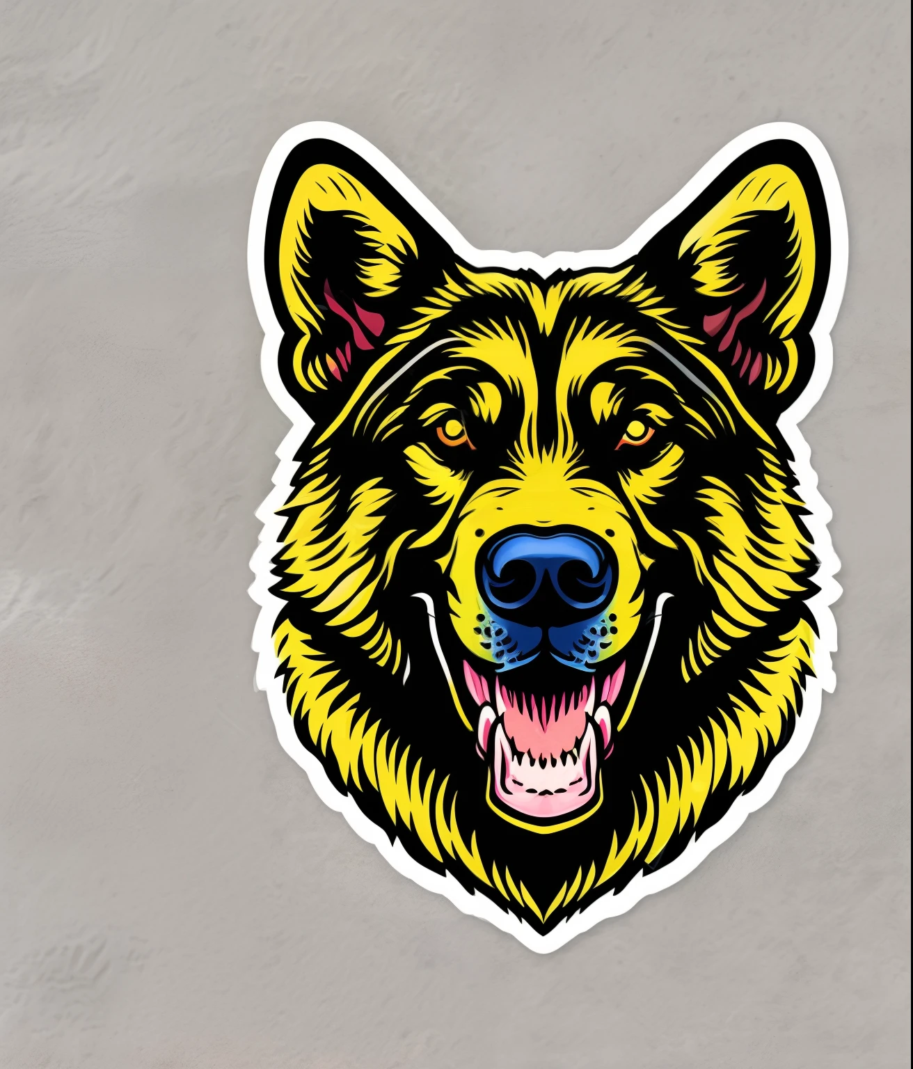 German Shepherd breed dog, colorful, vintage style, (T-shirt design), realistic volumetric light of masterpiece