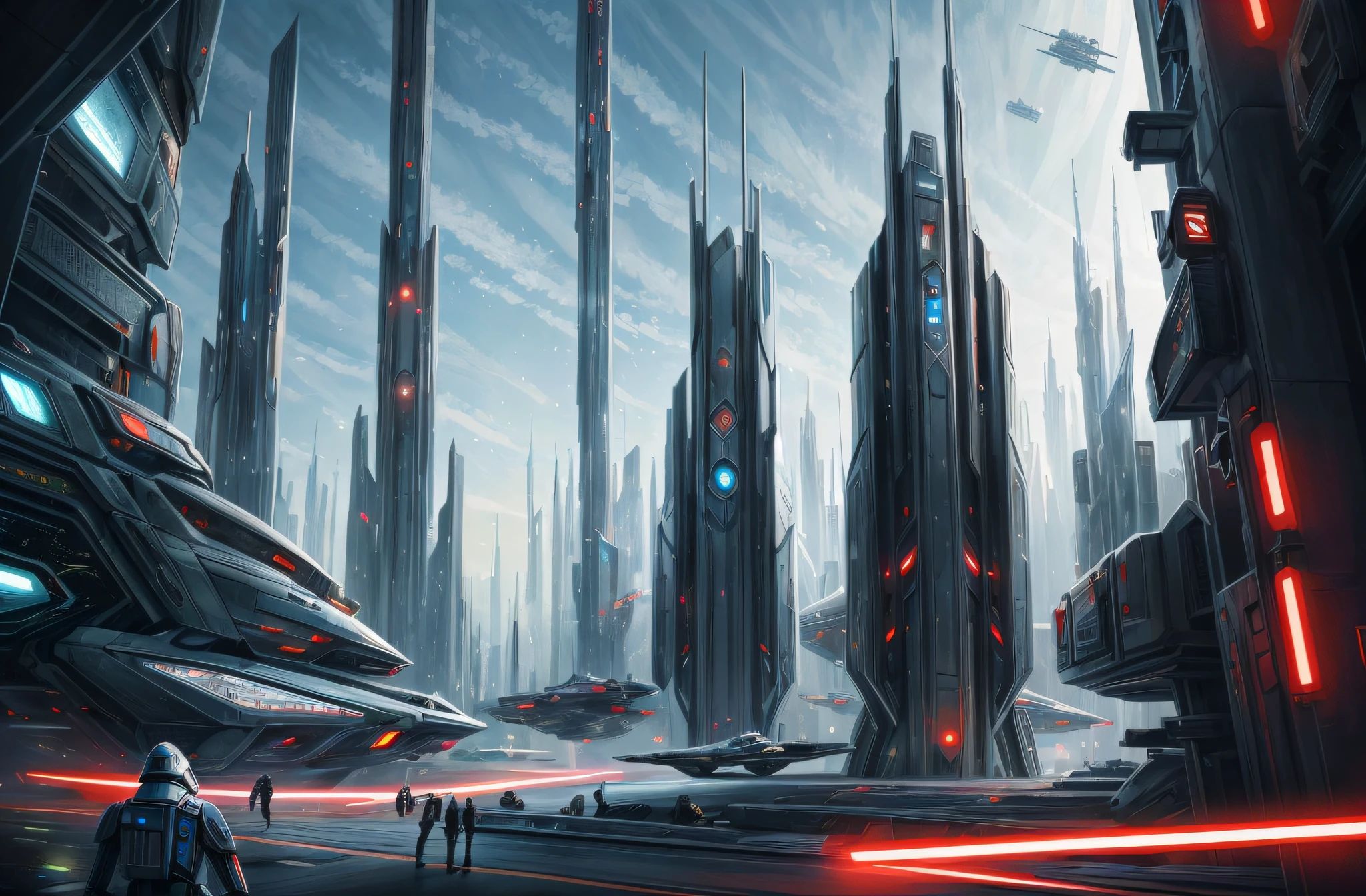 science fiction art, future city year 2500, futuristic Tokyo, highly intricate, fine details, Star Wars