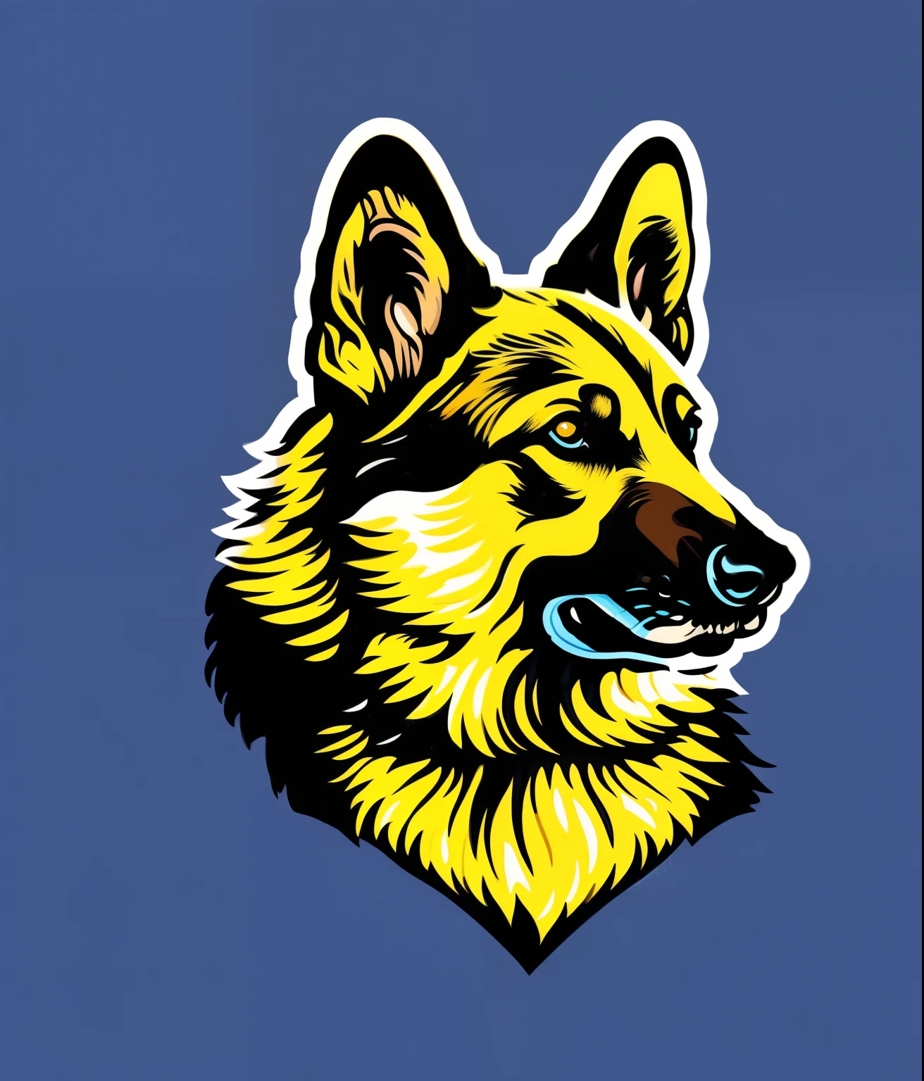 German Shepherd breed dog, colorful, vintage style, (T-shirt design), realistic volumetric light of masterpiece