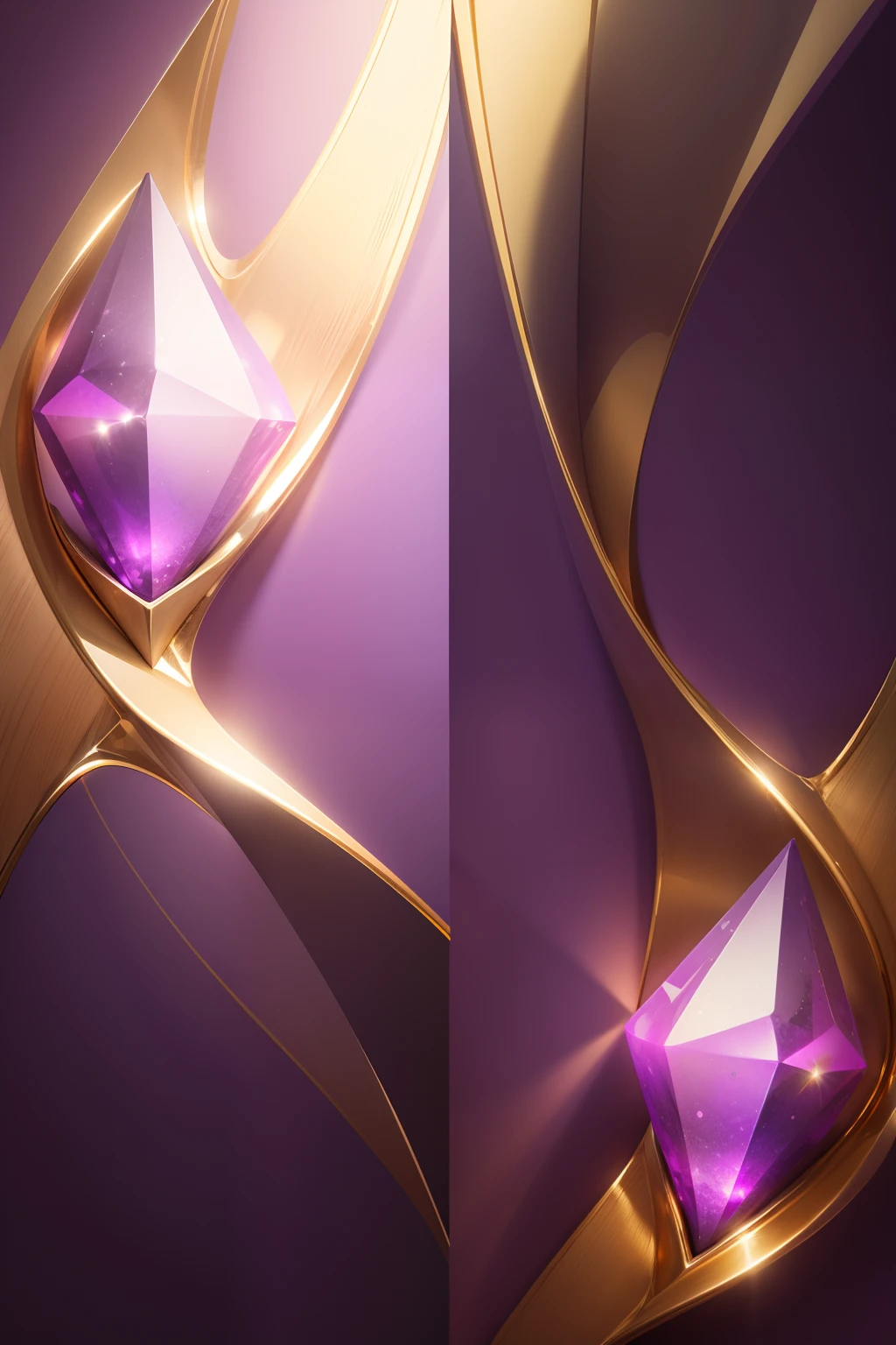 create a crystal pattern background, purple background, gold details