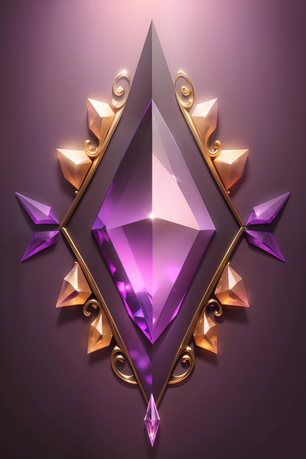 create a crystal pattern background, purple background, gold details