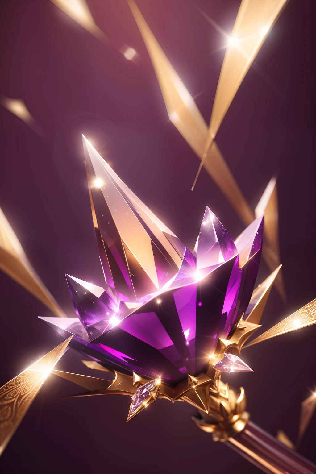 create a crystal pattern background, purple background, gold details