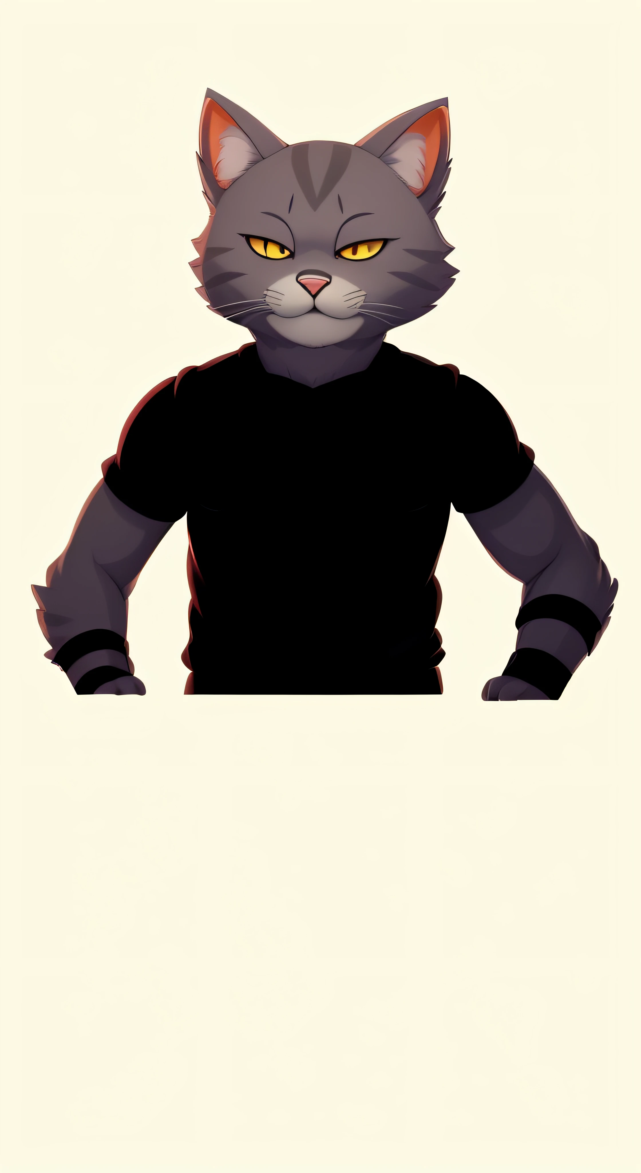 There is a cat with a black shirt and a red eye, generic furry style, Retrato de personagem peludo, personagem peludo, peludo do gato, um gato antro, gato antro, Fursona peludo, sem linha, anthropomorphic cat ninja, fursona furry art commission, retrato de meio corpo, sem texto, Fursona!!!!, furry arms