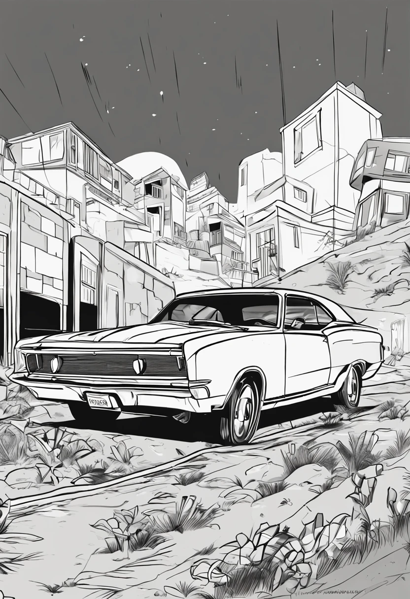 fundo branco, desenho de um carro em preto e branco, imagem para colorir, sem sombras,