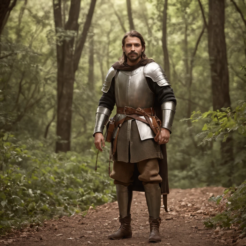 (Professional 3D rendering:1.3) de (Realistic:1.3) foto de arte mais bonita do mundo, Apresenta jovem soldado medieval, 30 anos de idade, masculino, suaves e brilhantes, ((Epic hero without helmet, Armadura medieval, Soldado irritado, cabelos longos, Short beard and fierce expression in dynamic pose, Location walking on a forest road at night, genial, majestoso ambiente noturno, lua aparecendo, big trees, uma grande pedra de 50 quilos no meio da estrada, )), corpo inteiro 8k unidade render, action shot, poros da pele, very dark lighting, sombreamento pesado, circunstanciado, rosto detalhado, (Vibrando, Fotografia realista, Realistic, Dramatic, Escuro, foco nítido, 8k), (Roupas de couro velhas danificadas pelo mau tempo:1.4), ((((Use peles)))), (intrincado:1.4), decadente, (altamente detalhado:1.4), Pintura digital, rendering by octane, art stations, conceito-arte, liso, foco nítido, illustration, germe da arte, (Loish:0.23), Wlop Ilya Kuvshinov, e greg rutkowski e alphonse mucha gracias, (global ilumination, studiolight, light volumetric), chuva forte, floating particles, patife, fantasia, Nosso, Corpo inteiroesbiano, ((Fundo escuro e antigo da cidade:1.3)),CGSesociedade,art stations