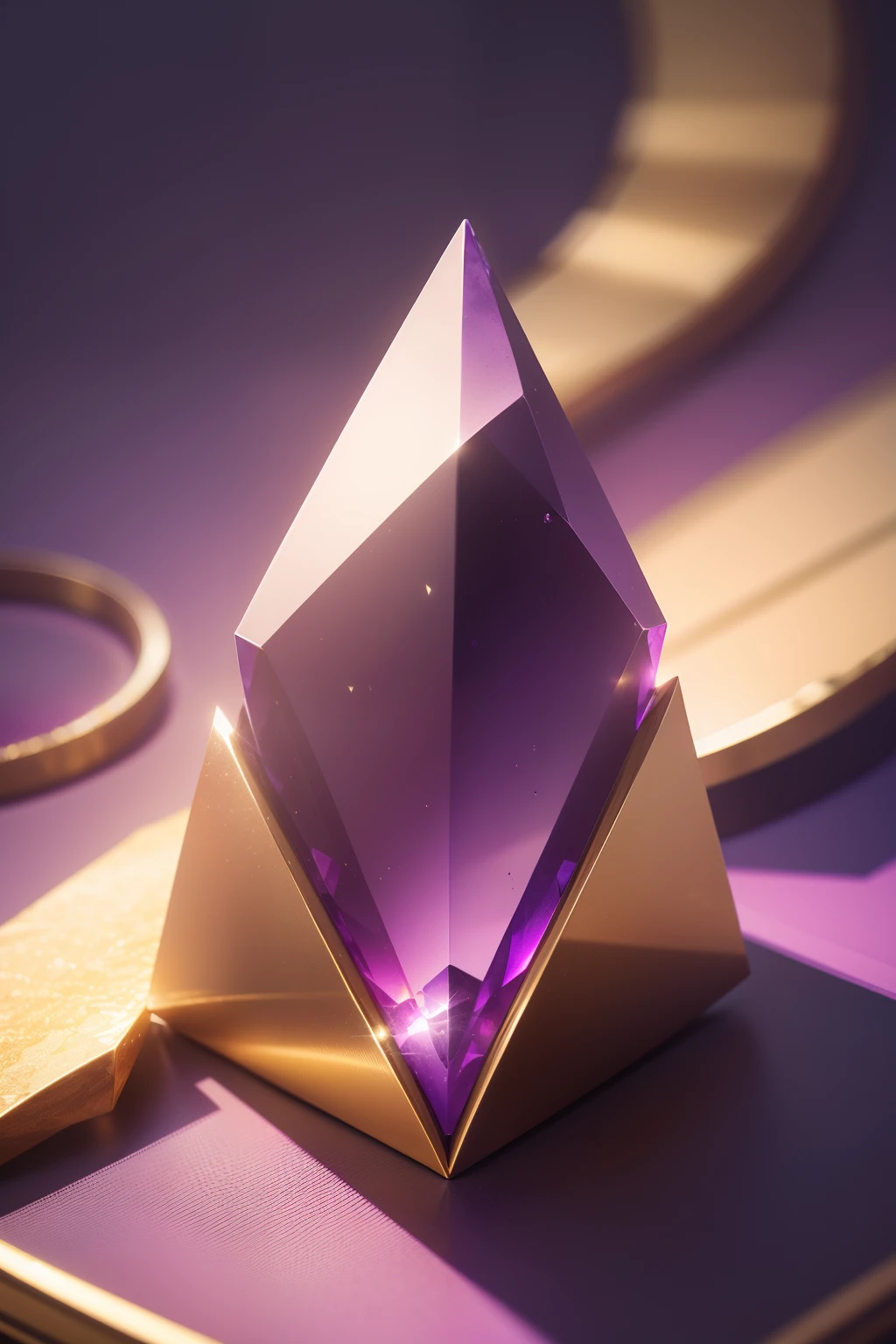 create a logo for a sounding company based on crystal, purple background, small gold details