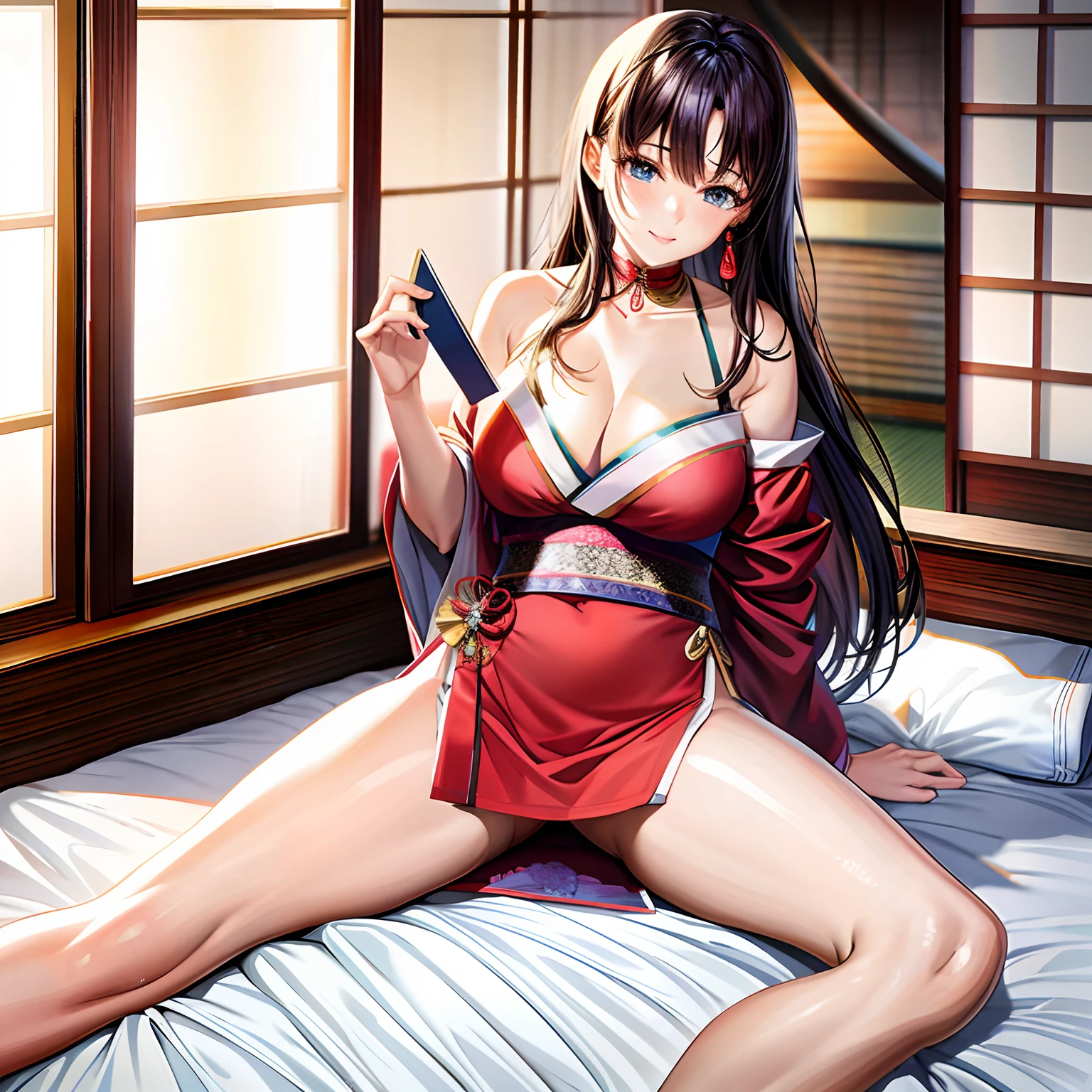 Arafa asian woman sitting on bed holding a book, goddess of Japan, sitting on her bed, Sitting on the bed, Posing in the bedroom, Beautiful Asian Girl, gorgeous chinese model, young sensual graceful, Realistic Young Gravure Idol, Seductive Anime Girl, sitting on a bed, Realistic sensual gravure idol, Young Sensual Gravure Idol, Sexy Girl