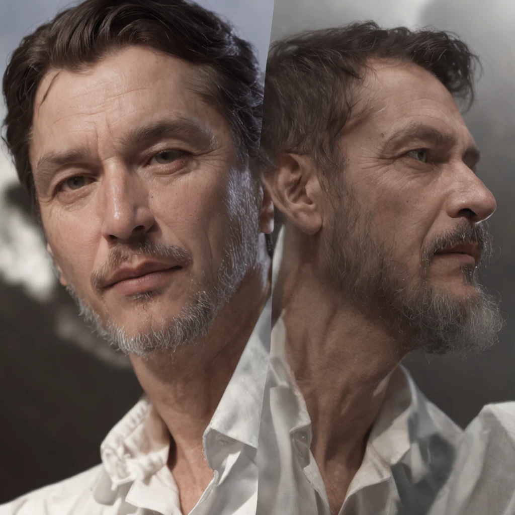 (Professional 3D rendering:1.3) de (Realistic:1.3) foto de arte mais bonita do mundo,Apresenta homem velho suaves e brilhantes, Appearance of short hair, Short beard and old expression in dynamic pose, fantastic location, majestoso ambiente desordenado)), Full-body 8k unified rendering, action shot, poros da pele, very dark lighting, sombreamento pesado, circunstanciado, rosto detalhado, (Vibrando, Fotografia realista, Realistic, Dramatic, Escuro, foco nítido, 8k), (Roupas velhas de palha danificadas pelo mau tempo:1.4), ((((Use peles)))), (intrincado:1.4), decadente, (altamente detalhado:1.4), Pintura digital, rendering by octane, art stations, conceito-arte, liso, foco nítido, illustration, germe da arte, (Loish:0.23), Wlop Ilya Kuvshinov, e greg rutkowski e alphonse mucha gracias, (global ilumination, studiolight, light volumetric), chuva forte, floating particles, patife, fantasia, Nosso, Corpo inteiroesbiano, ((Fundo escuro e antigo da cidade:1.3)),CGSesociedade,art stations