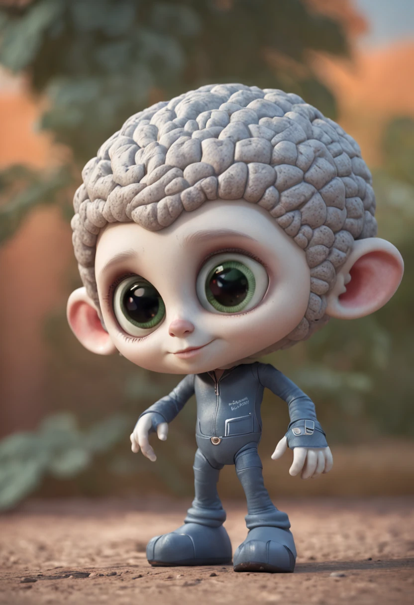 Create a brain-like mascot, personagem infantil , 8k, modelo 3D, The body as the shape of a brain, com boca, 2 olhos e nariz, He has legs and arms, The character is cute and charismatic, o personagem tem cores vivas e coloridas.