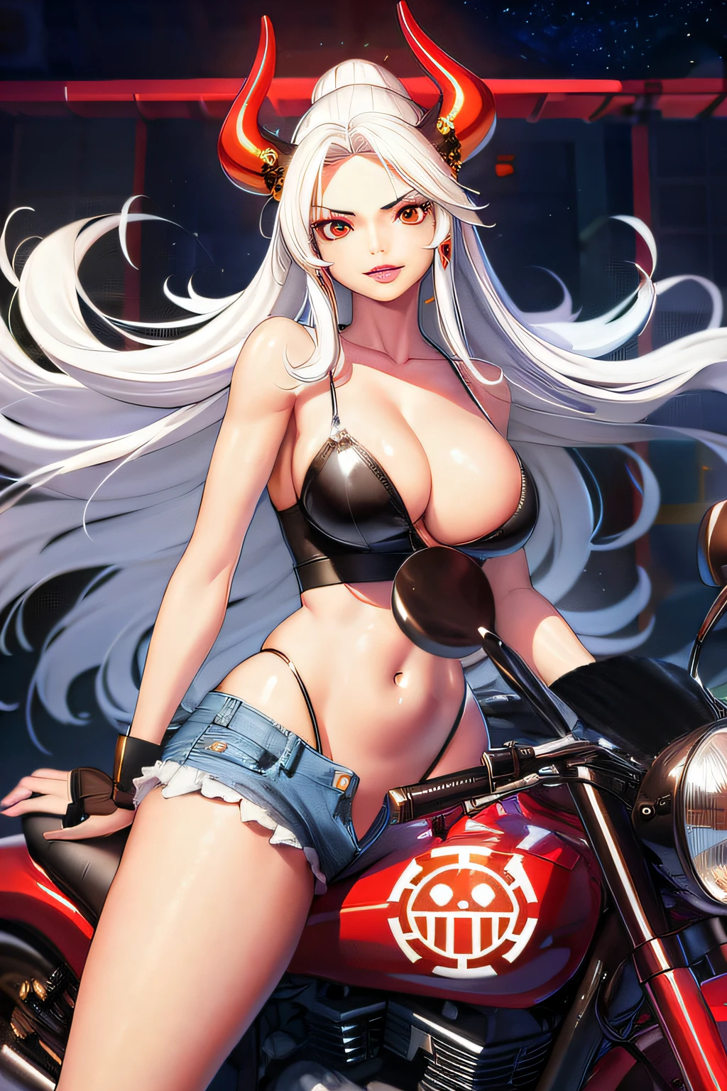 anime girl with horns and horns on a motorcycle, extremely detailed artgerm, tifa lockhart with white hair, seductive anime girl, artgerm. anime illustration, ig model | artgerm, style artgerm, artgerm on artstation pixiv, artgerm style, badass anime 8 k, perfect white haired girl, style of artgerm