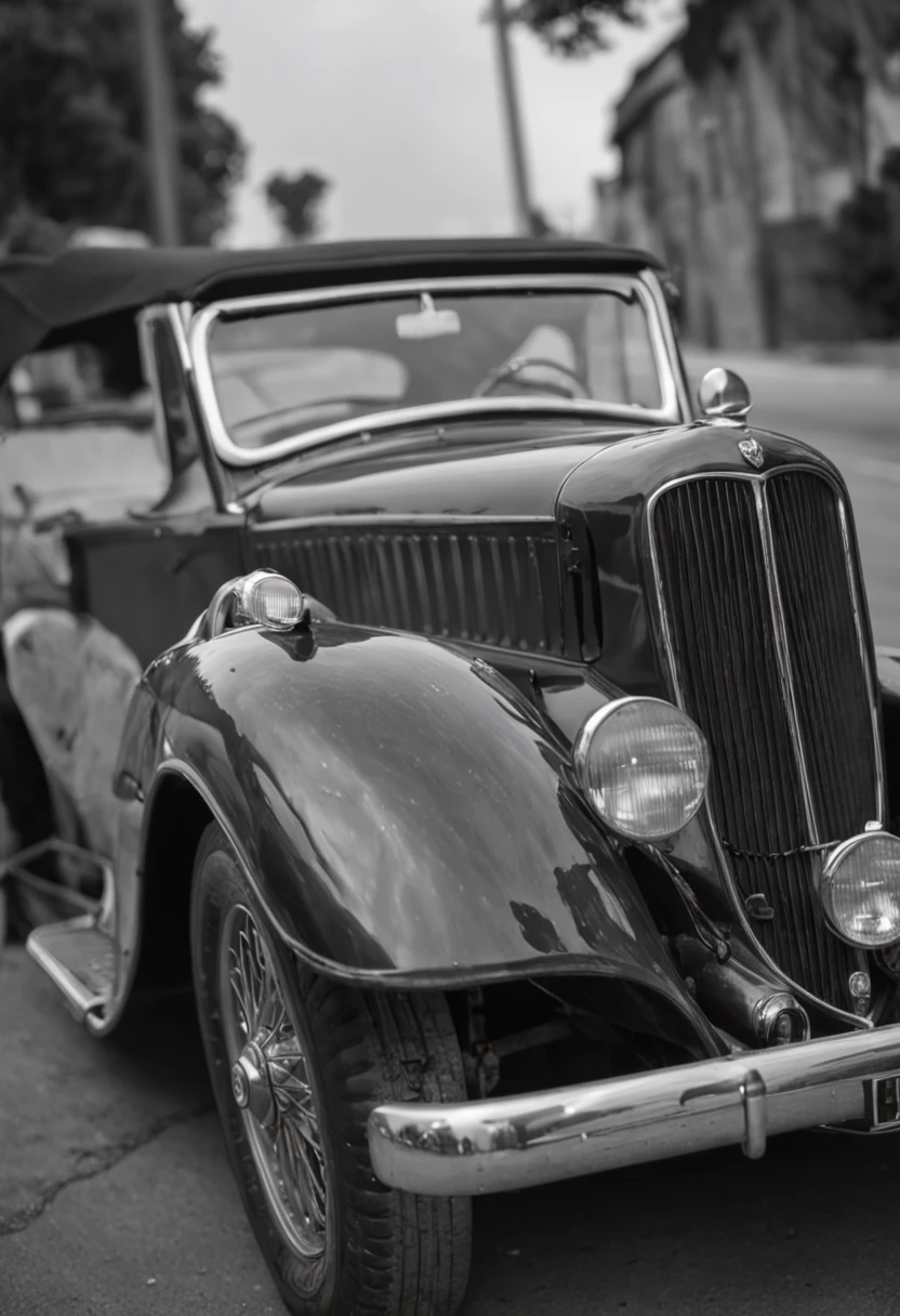 Use the image above to create an illustration of vintage black and white cars with straight lines and a look similar to a children's coloring book page. Make sure there is no noise and that the lines are thick and sharp like contour art. Change the aspect ratio to 2:3 e foco em um quadro vertical da imagem, poucos detalhes,