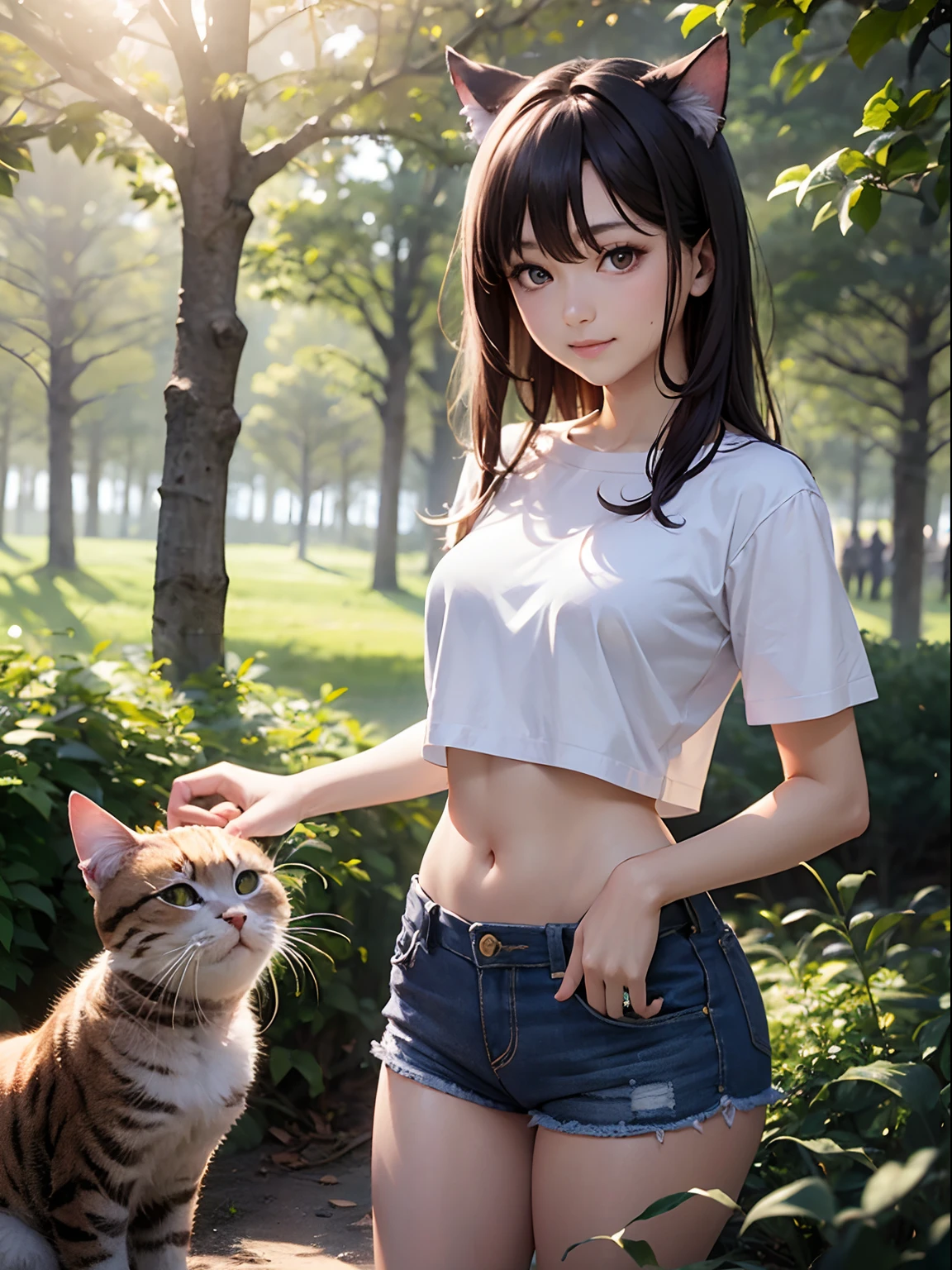 A 14-year-old is a little girl，Has cat ears and white fur，Wear a swimsuit skirt，Eyes are red，Red face，Step on me --auto