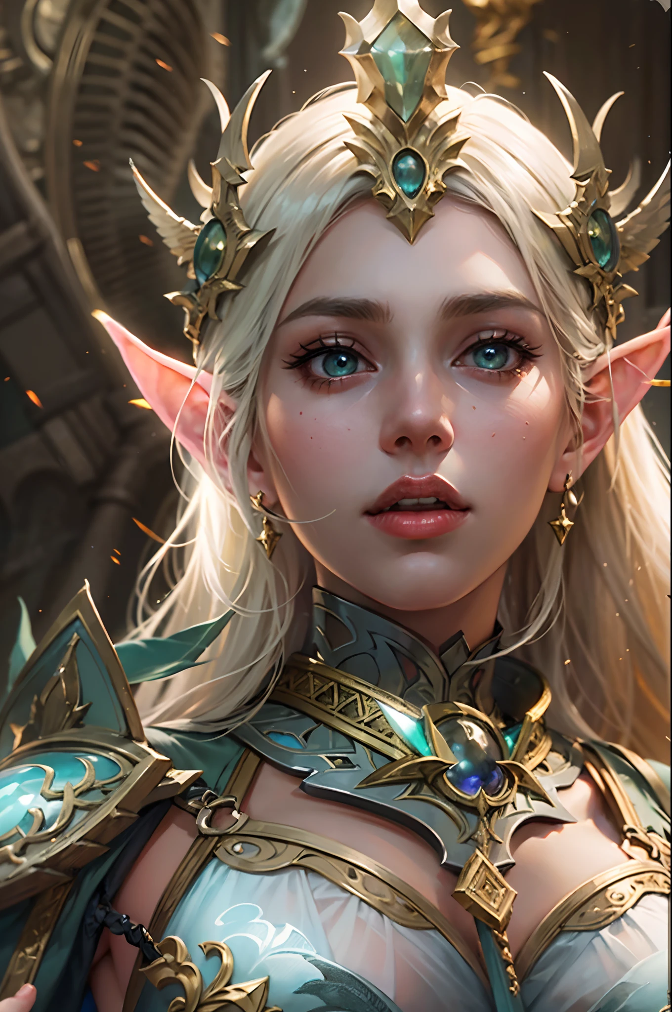 high details, best quality, 8k, [ultra detailed], masterpiece, best quality, (extremely detailed), dynamic angle, ultra wide shot, photorealistic, fantasy art, dnd art, rpg art, realistic art, a wide angle, (((anatomically correct))) a picture of an elf knight, elf warrior, princess knight, shinning knight, ready for battle with her mount (intense details, Masterpiece, best quality: 1.5), female elf (intense details, Masterpiece, best quality: 1.5), ultra detailed face, ultra feminine, fair skin, exquisite beauty, gold hair, long hair, wavy hair, small pointed ears, dynamic eyes color, wearing heavy elven armor, shinning metal, armed with elven sword Divine_sword_Irelia, standing near her mount, dynamic mount , green meadows, blue skies background and some clouds background depth of field (intricate details, Masterpiece, best quality: 1.5), dynamic angle, (intricate details, Masterpiece, best quality: 1.5), high details, best quality, highres, ultra wide angle
