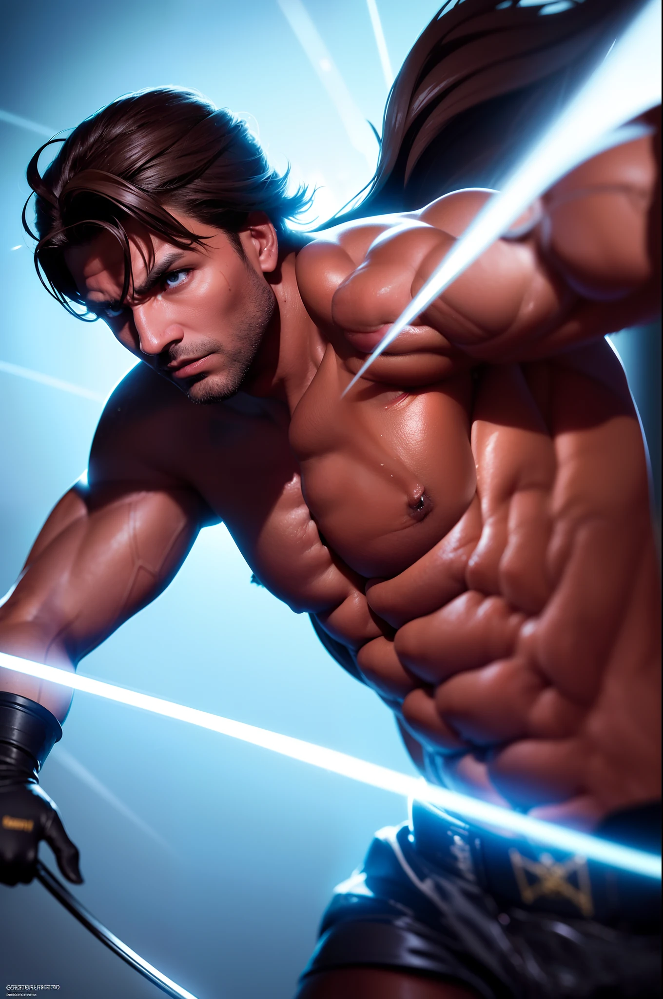 **Visual 3D, Um impressionante retrato de corpo inteiro de Gerrard Butler como leonidas no filme 300 no meio de uma intensa batalha noturna. Pesadelo. japanesepopartstyle. Cyberpunk. lightning. The dynamic composition shows the powerful and fluid movements, with soft tones that add to the dramatic action. impressionante, surreal, cinematic lighthing, Cinematic photos, extremamente detalhadas e complexas, VFX volume mist around, noturno, super max, surreal, super detalhado, alto contraste, fotografia, realista, dof on, fov on, motion blur, lens flares on, 50mm Prime f/ 1. 8, white-balance, Super Resolution, Megapixel, ProPhoto RGB, VR, alta, epic, half rear lighting, Luzes de fundo, natural  lightting, luz incandescente, fiber optics, mood lighting, lighting cinema, studio illumination, soft-lighting, volumetric, contraste, dark ilumination, highlight lighting, global lighting projection, Global Screen Space Illumination, Global ray tracing illumination, luz de fringing vermelha, 45% of cold color gradation, Optics, espalhamento, Brilho, Sombras, hiper-realismo, Caustic water, refractive water, detalhe requintado, intrincado - detalhado, ultra - fotografia detalhada, alta - nitidez, alto reflexo, fotografia premiada - premiado