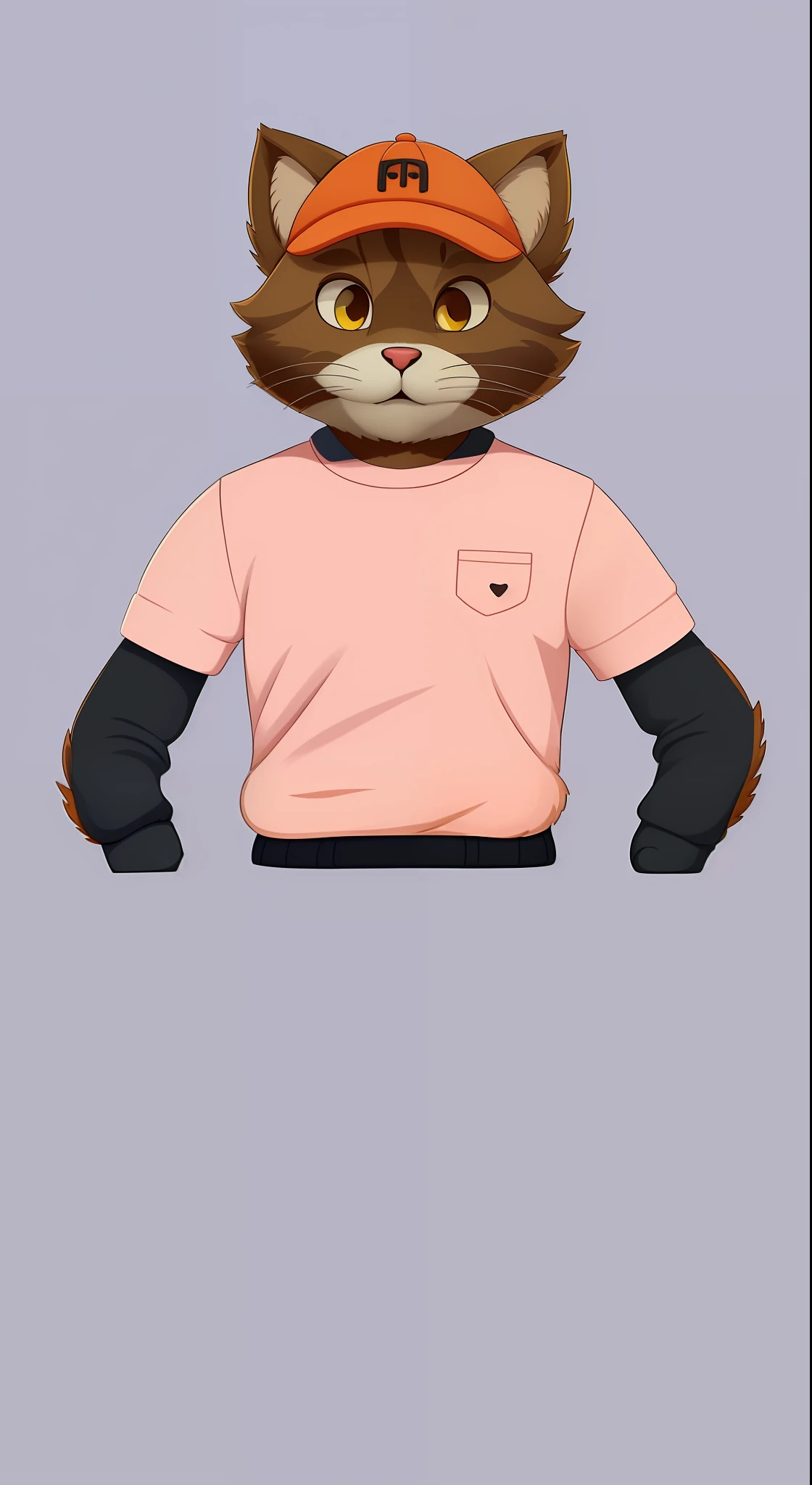There is a cat with a pink shirt and a red hat, generic furry style, Retrato de personagem peludo, personagem peludo, anthropomorphic female cat, Fursona usando roupas estilosas, fursona furry art commission, anthropomorphic cat, sem linha, um gato antro, Fluffy Cat T - Design de camisa, peludo do gato, anthropomorphic furry otter