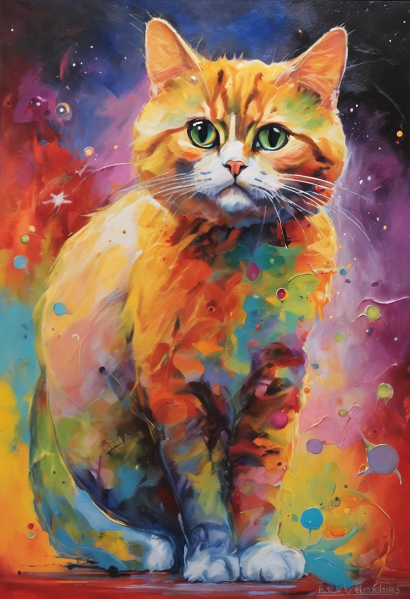 space cat, funny and surprised, for a sticker