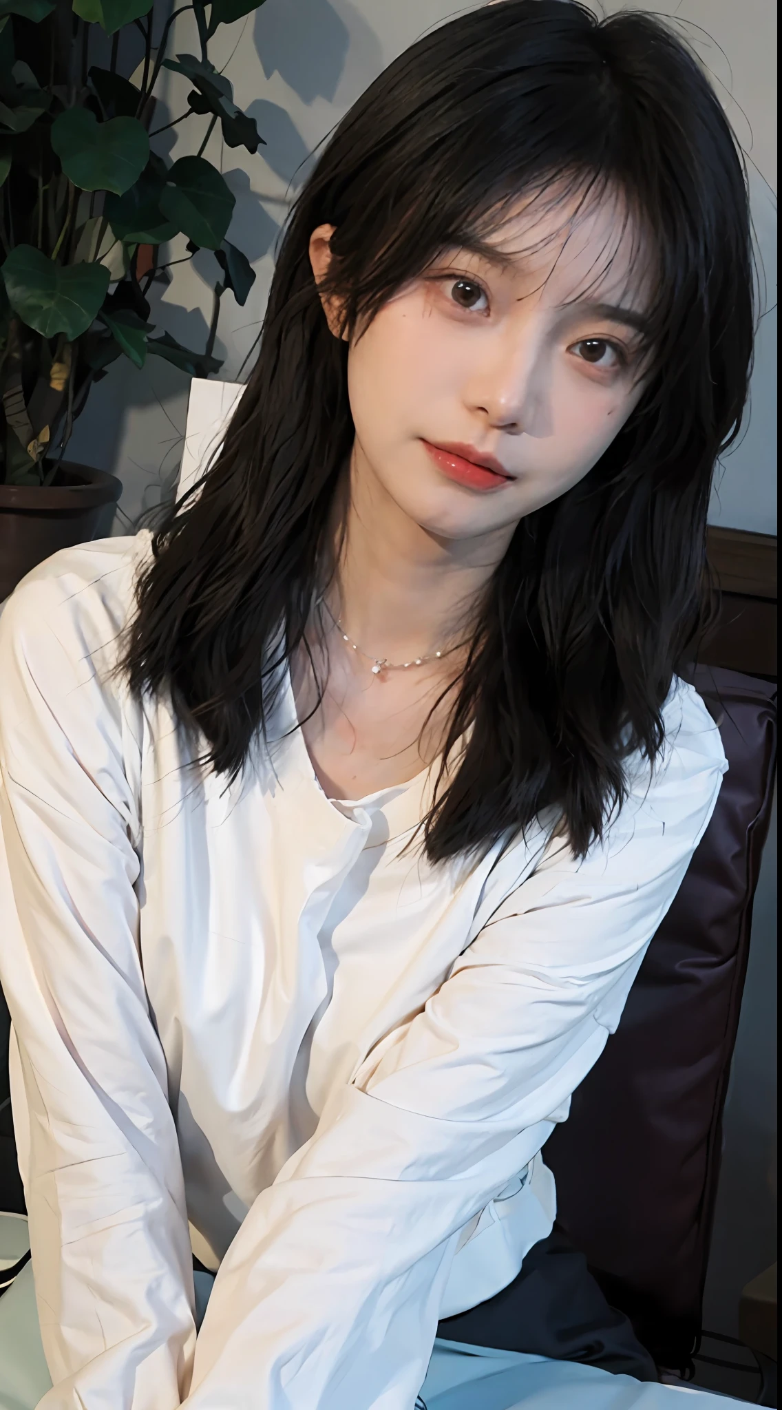 best qualtiy， 超高分辨率， （realisticlying：1.4），cute hairpin，1girll，Red long-haired,Cropped sweater ，Beautiful woman with a slim figure:1.4, Pronounced abs:1.4, On the island,Ultra-fine face，Elaborate Eyes，二重まぶた，choker necklace