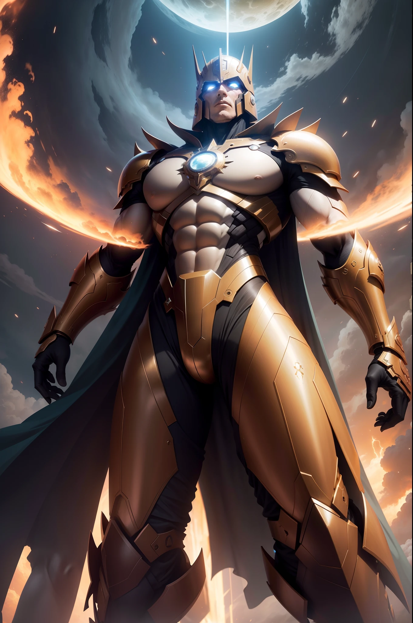 Ultimate Titan of Time, controla todas as coisas  com o o poder de manipular o tempo, A colossal and futuristic titan with the theme of time and universe, anda sempre com a contagem da vida de todos os seres em suas costas