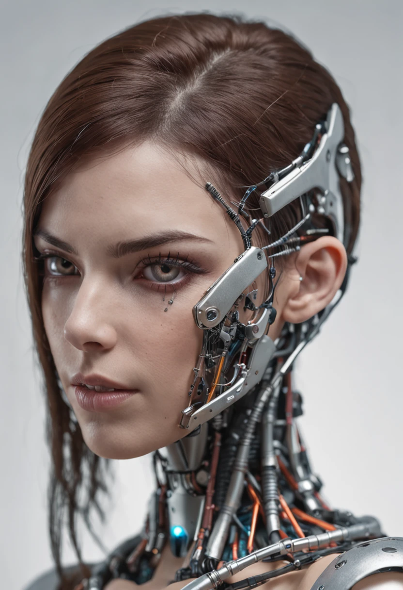 female cyborg, cybernetic body parts