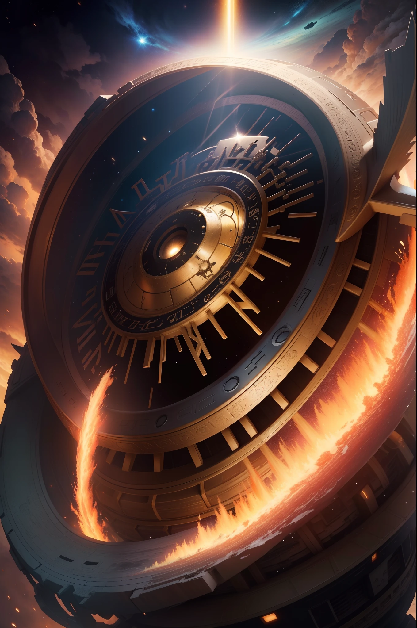 Ultimate Titan of Time, controla todas as coisas com o o poder de manipular o tempo, A colossal and futuristic titan with the theme of time and universe, anda sempre com a contagem da vida de todos os seres em suas costas, cosmic entit part of everything, time