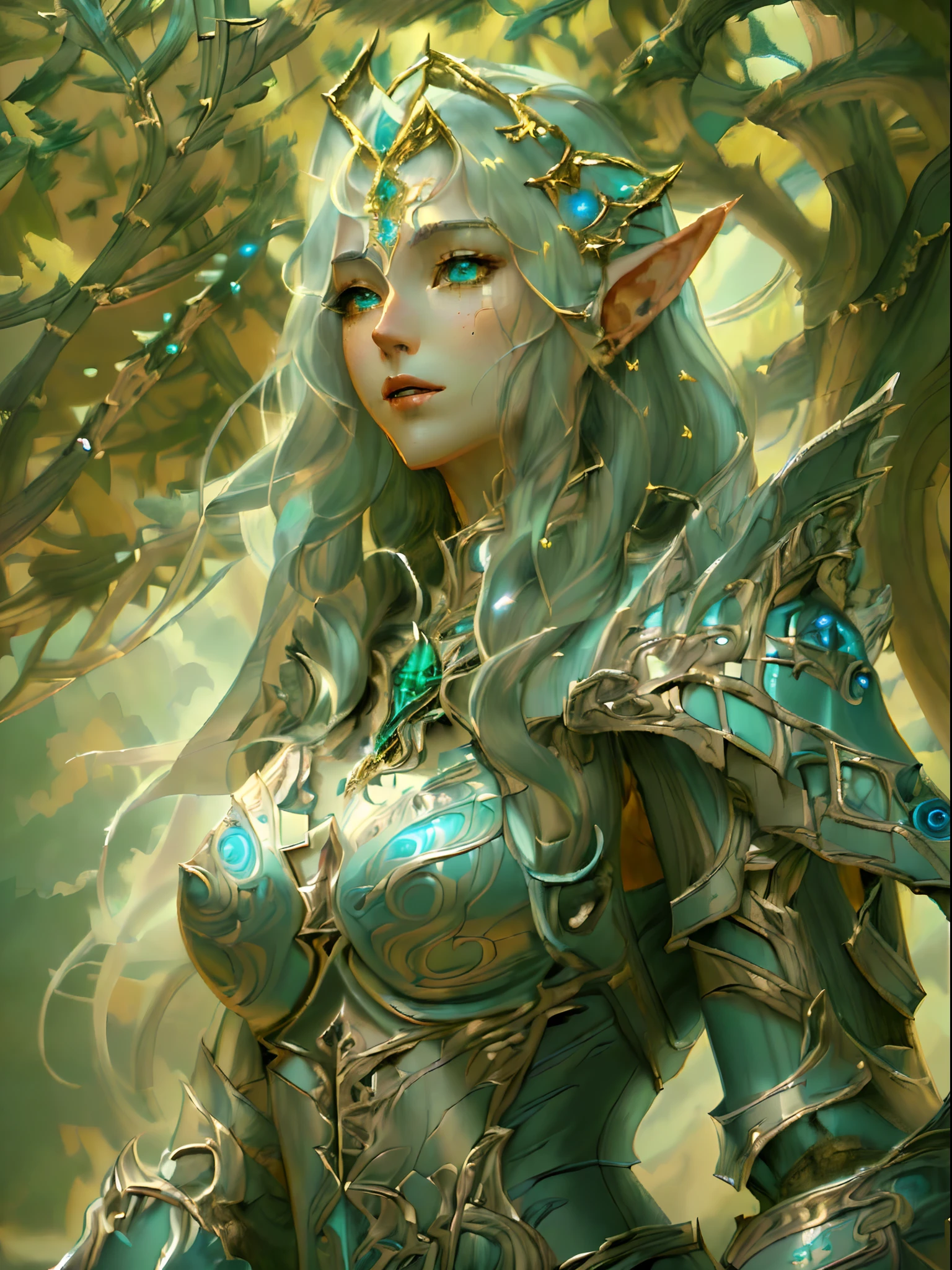 high details, best quality, 8k, [ultra detailed], masterpiece, best quality, (extremely detailed), full body, ultra wide shot, photorealistic, high fantasy art, dnd art, rpg art, realistic art, a wide angle, (((anatomically correct))) a wallpaler of an elf knight, elf warrior, princess knight, shinning knight, ready for battle with her mount (intense details, Masterpiece, best quality: 1.5), female elf (intense details, Masterpiece, best quality: 1.5), ultra detailed face, ultra feminine, fair skin, exquisite beauty, gold hair, long hair, wavy hair, small pointed ears, dynamic eyes color, wearing heavy elven armor, shinning metal, armed with elven sword Divine_sword_Irelia, standing near her mount, dynamic mount , green meadows, blue skies background and some clouds background depth of field (intricate details, Masterpiece, best quality: 1.5), full body (intricate details, Masterpiece, best quality: 1.5), high details, best quality, highres, ultra wide angle