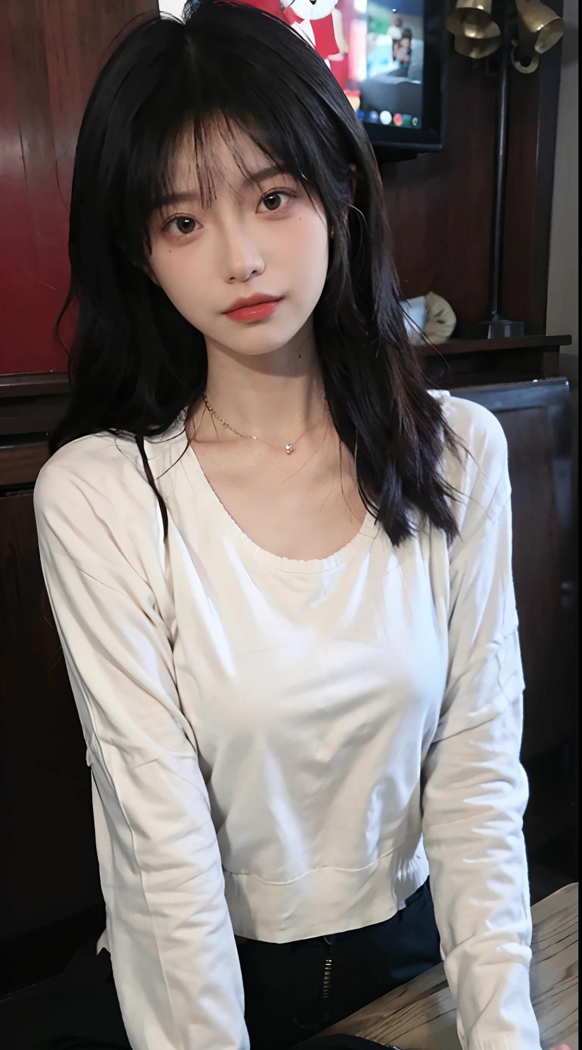 Best quality,masterpiece,Ultra-high resolution,(Photo Realism:1.4),Girl,Sexy,cute,(shirt:1.2),(Big breasts:1.3),(whole body:1.4)
