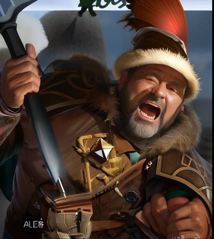 Man with big ax and hat
